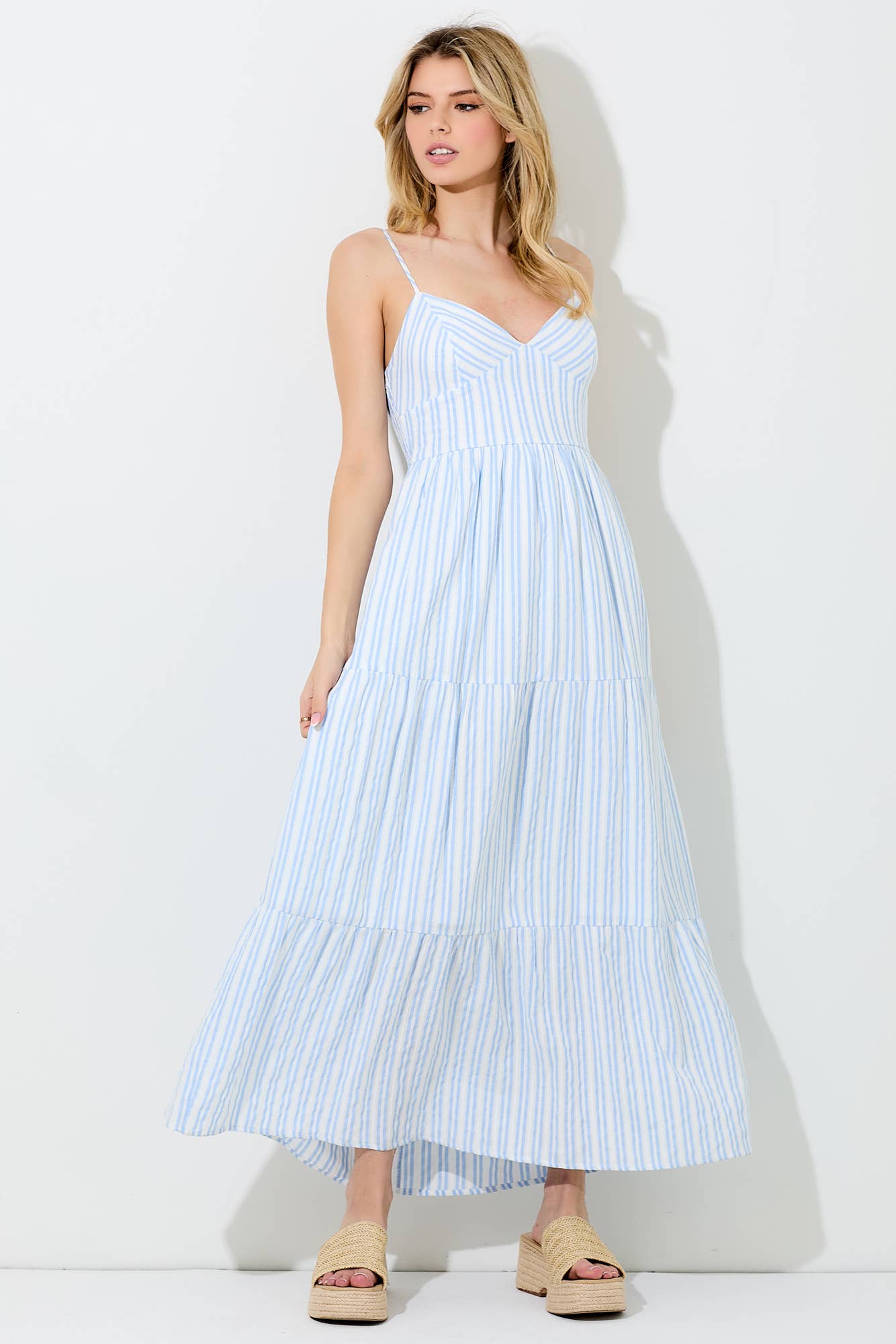 pinstripe maxi dress Lilly Soft Grunge Fashion Girl Retro Vibe collection:webs_crochet_dress_patterns Color:Ivory+Sky Blue