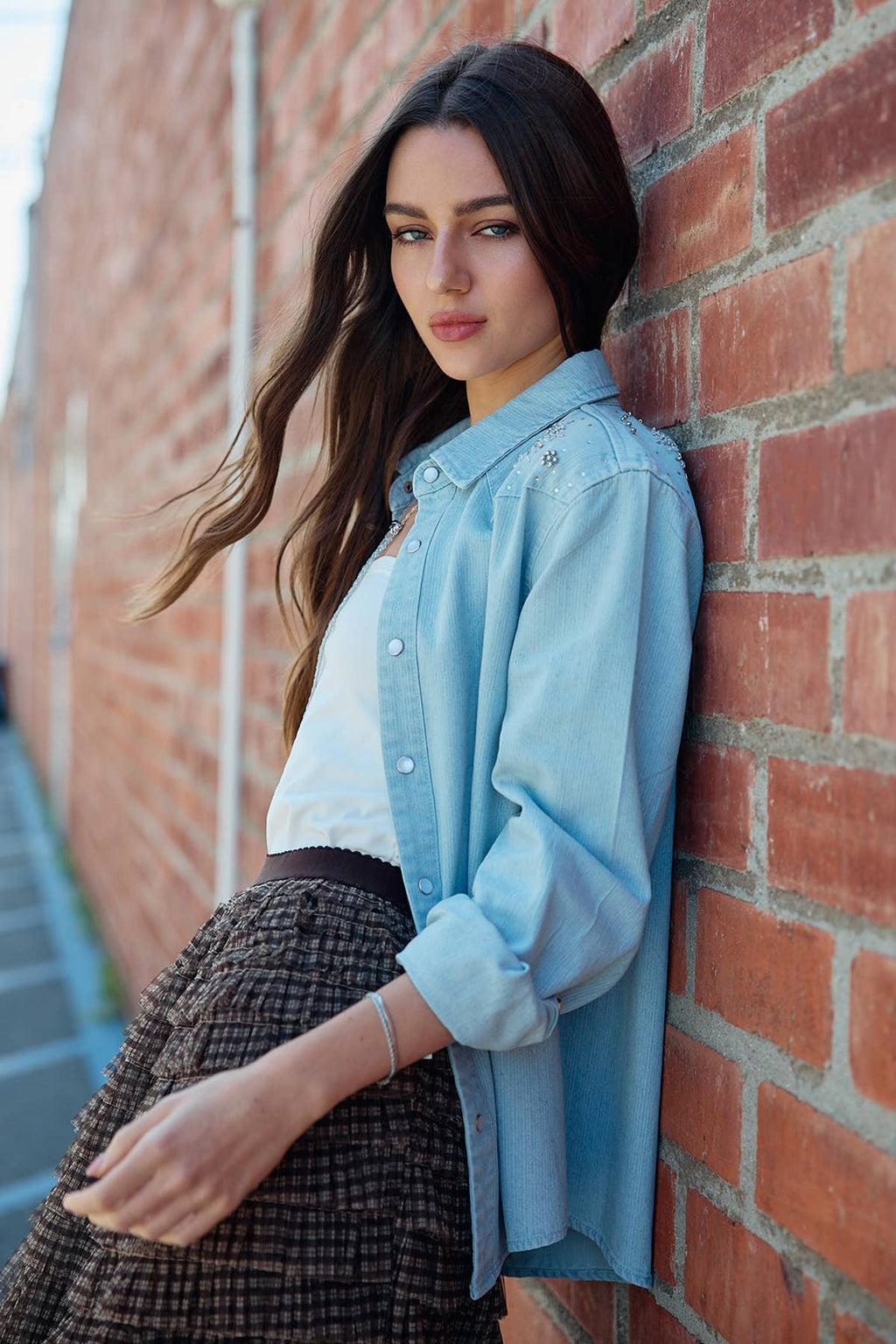 Bella Star Washed Denim Button Up