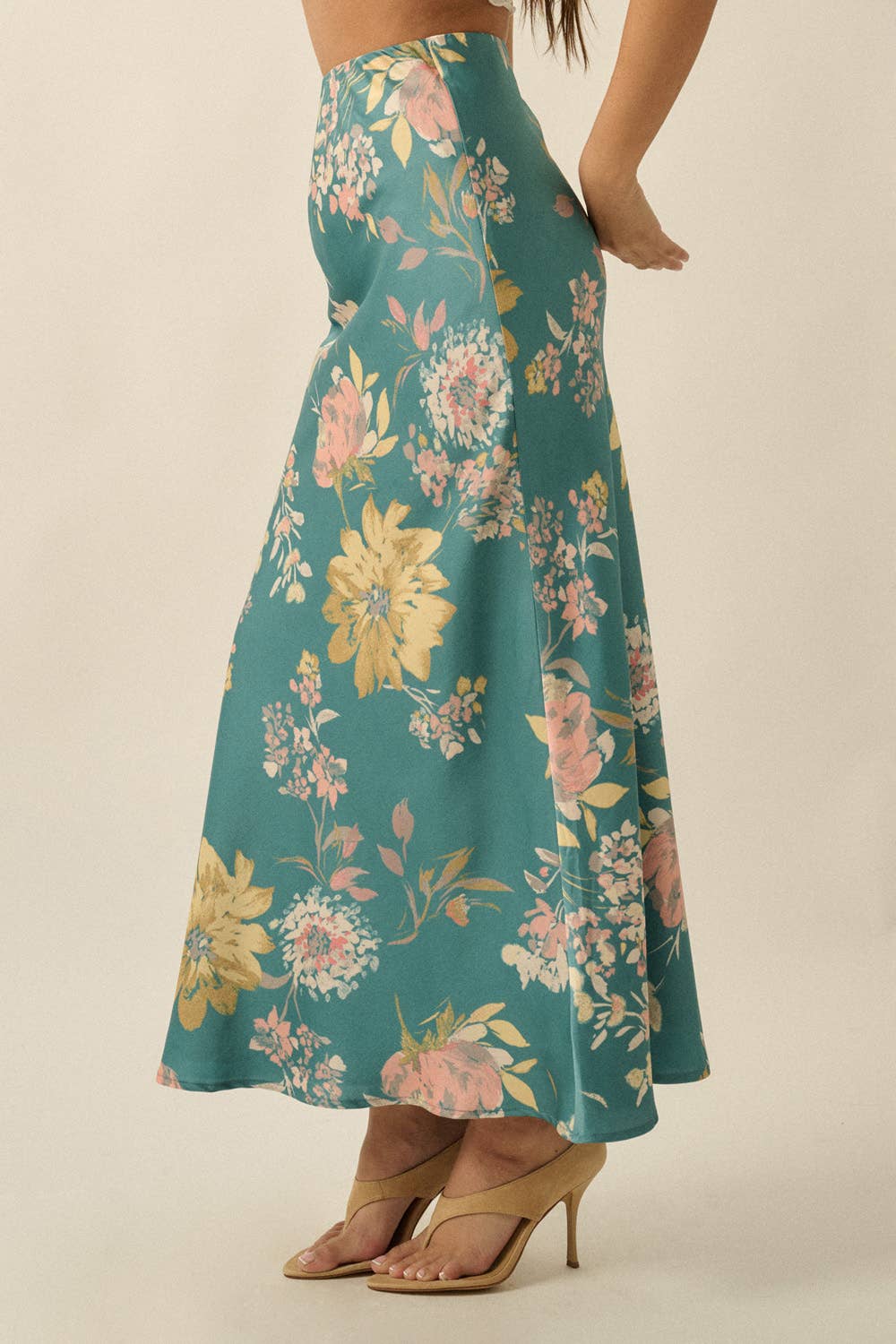 Floral Print Silk Maxi Skirt