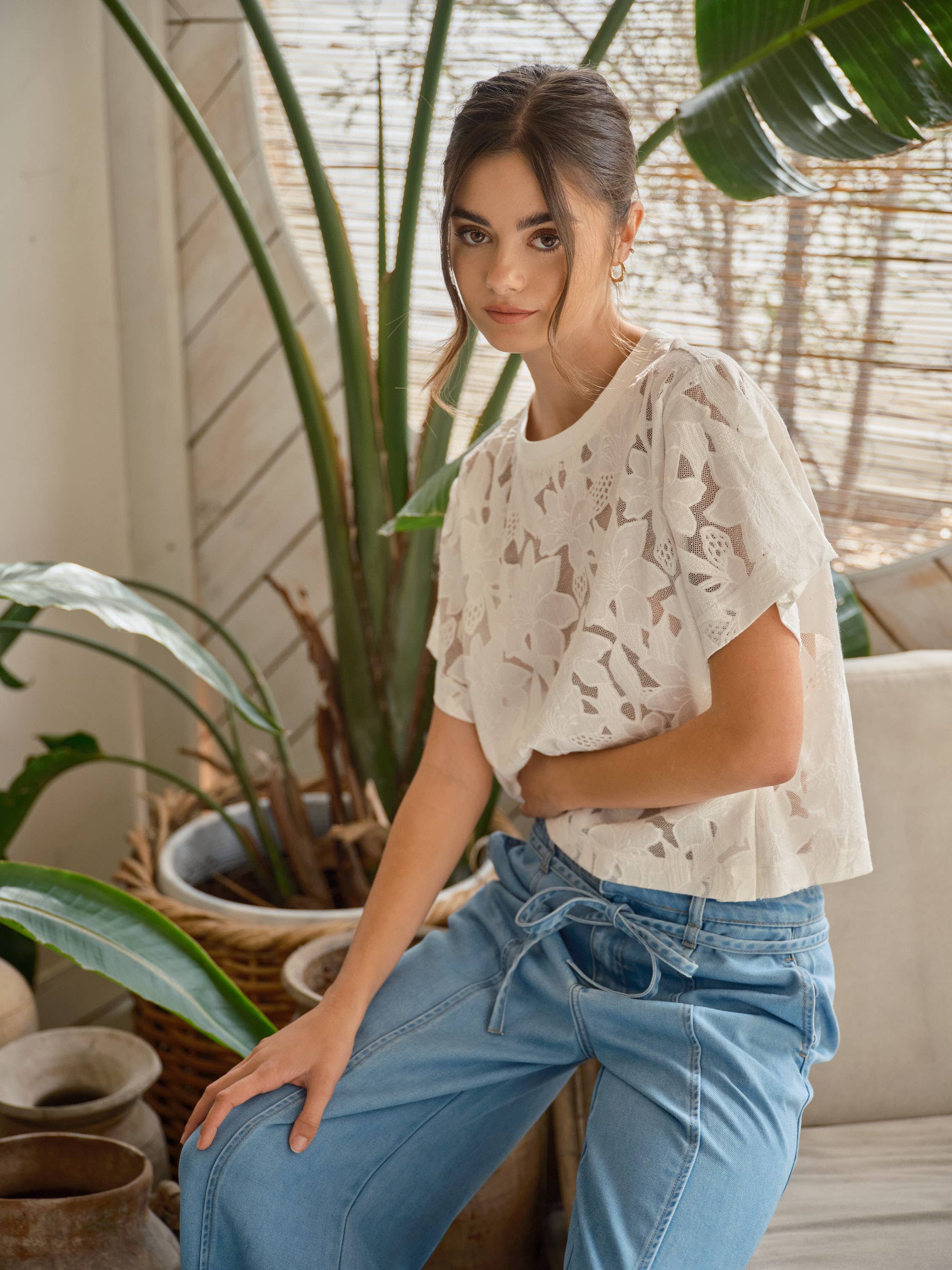 Lace Floral Tee Shirt