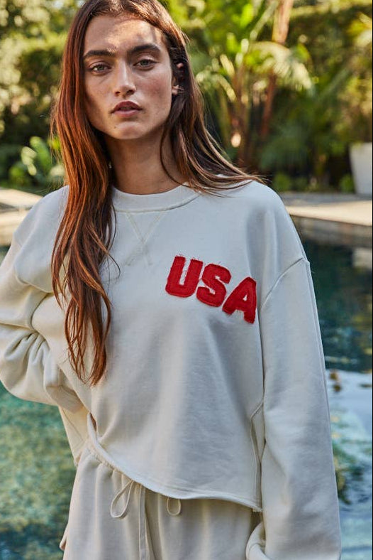 USA Patch Crop Sweatshirt