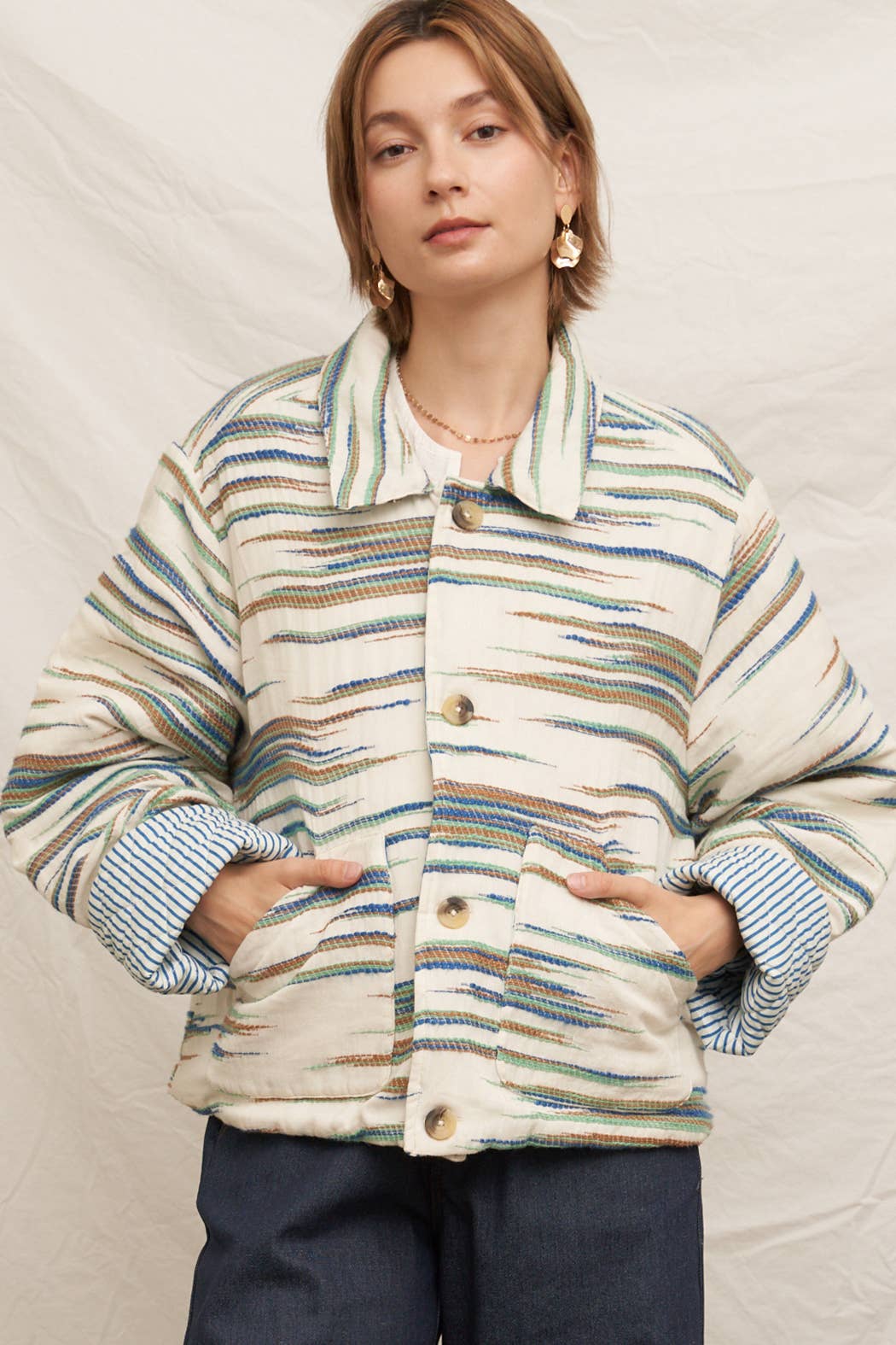 Geo Printed Quilted Jacket