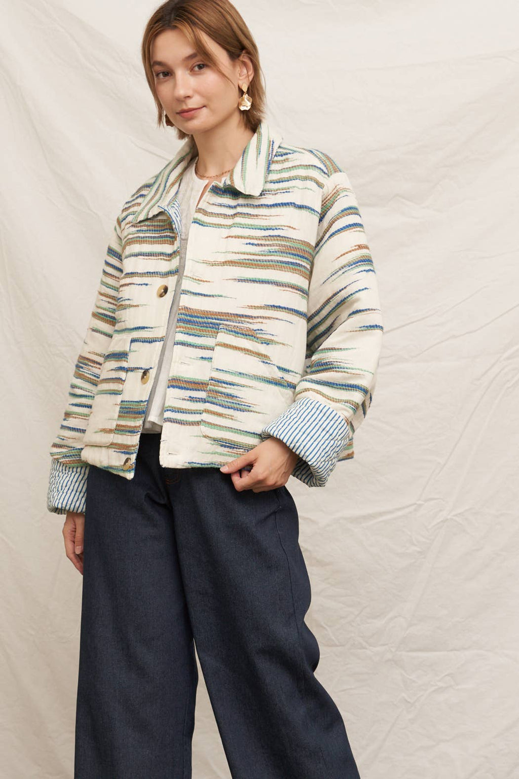 Geo Printed Quilted Jacket