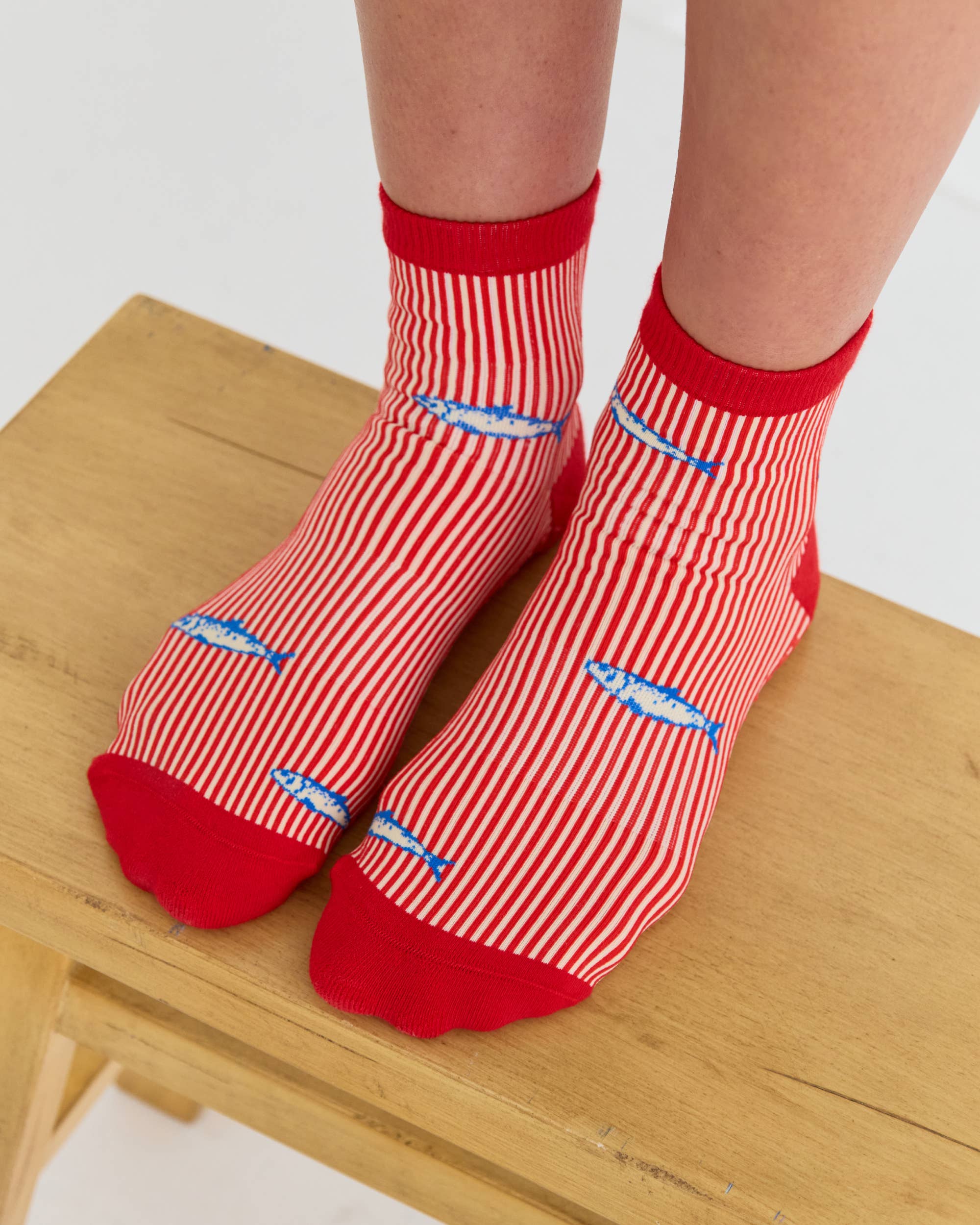 Red Sardines Ankle Grip Sock