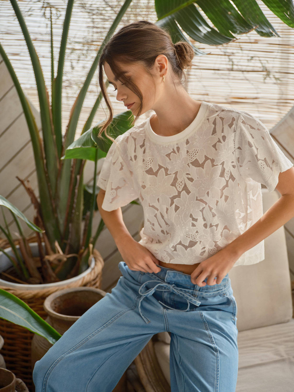Lace Floral Tee Shirt