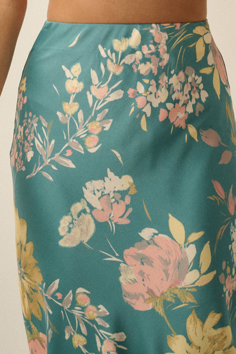 Floral Print Silk Maxi Skirt