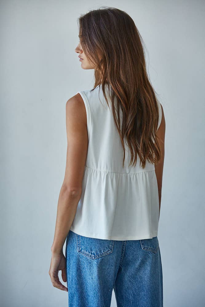 Jersey Round Neck Sleeveless Top
