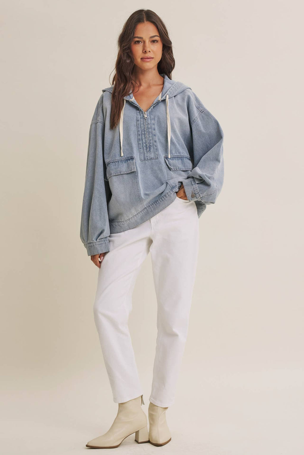 Mineral Washed Denim Hoodie