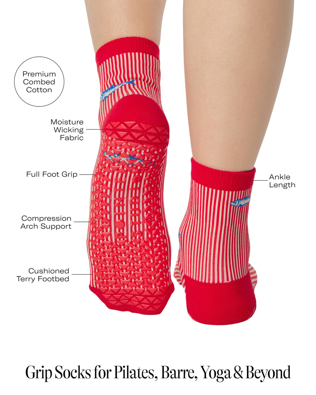 Red Sardines Ankle Grip Sock