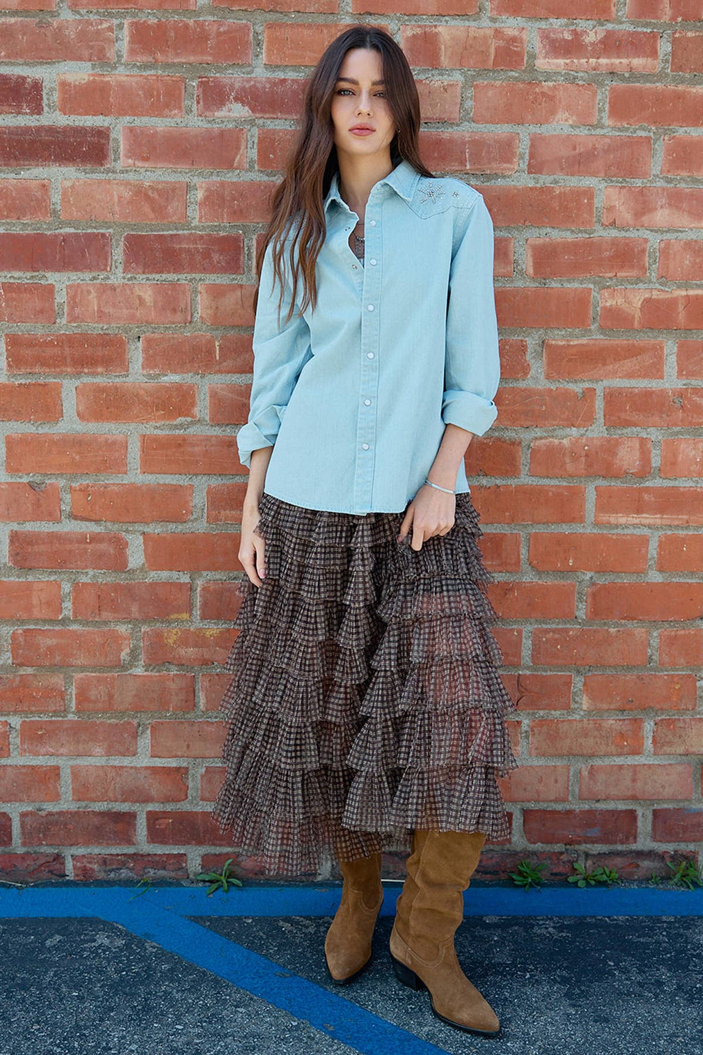 Bella Star Washed Denim Button Up