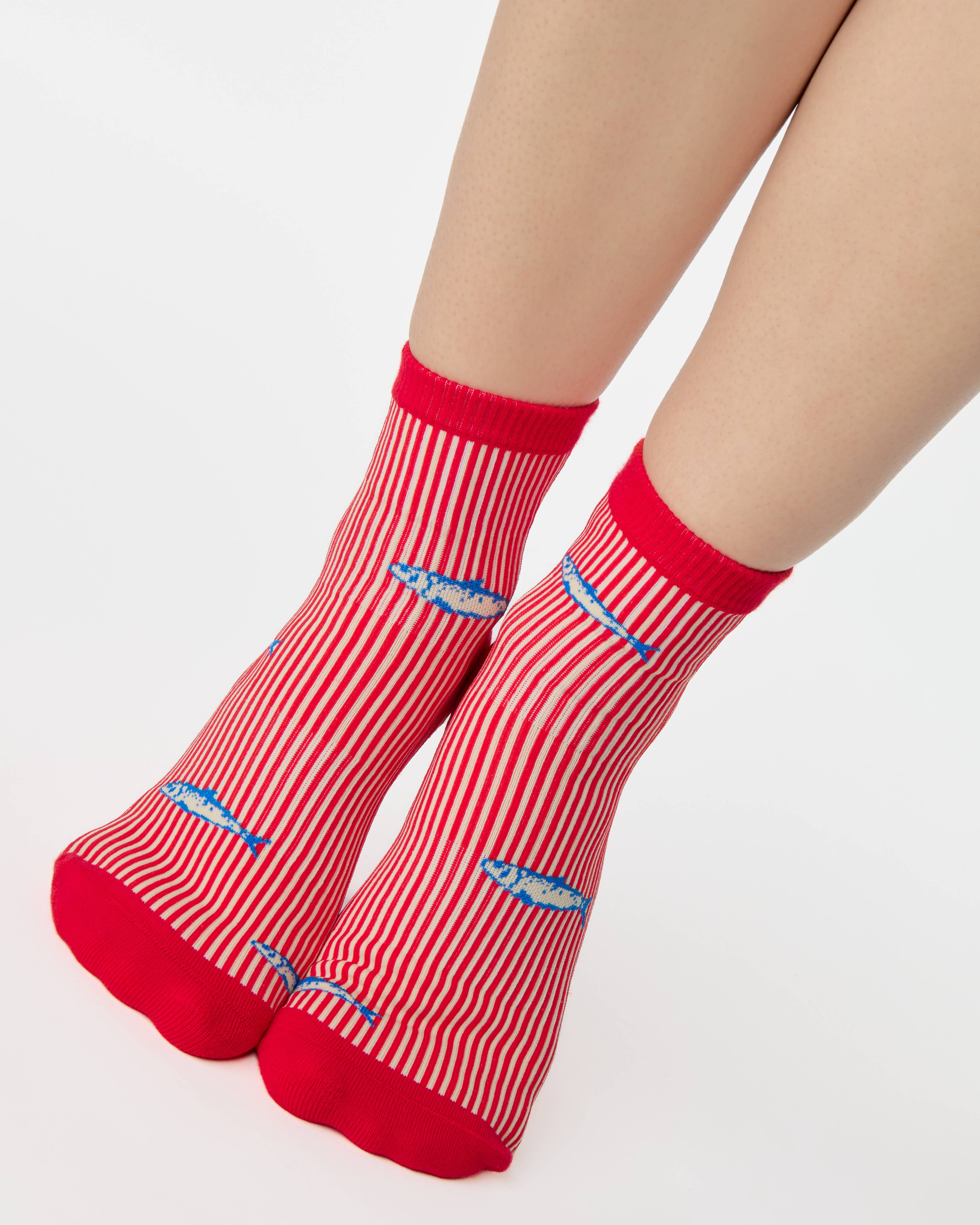 Red Sardines Ankle Grip Sock