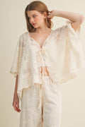 Botanical Lace Tie-Front Capelet Top