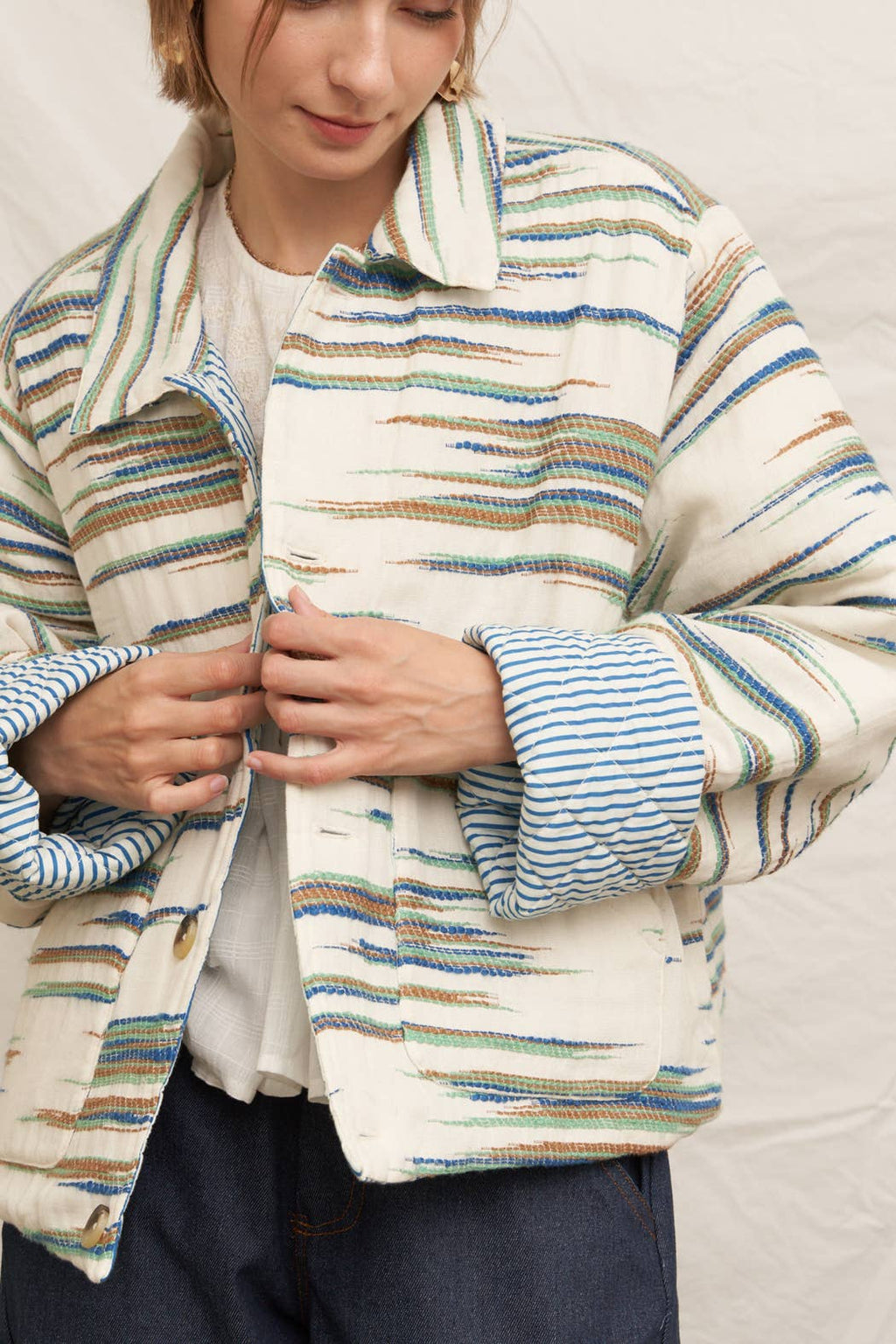Geo Printed Quilted Jacket