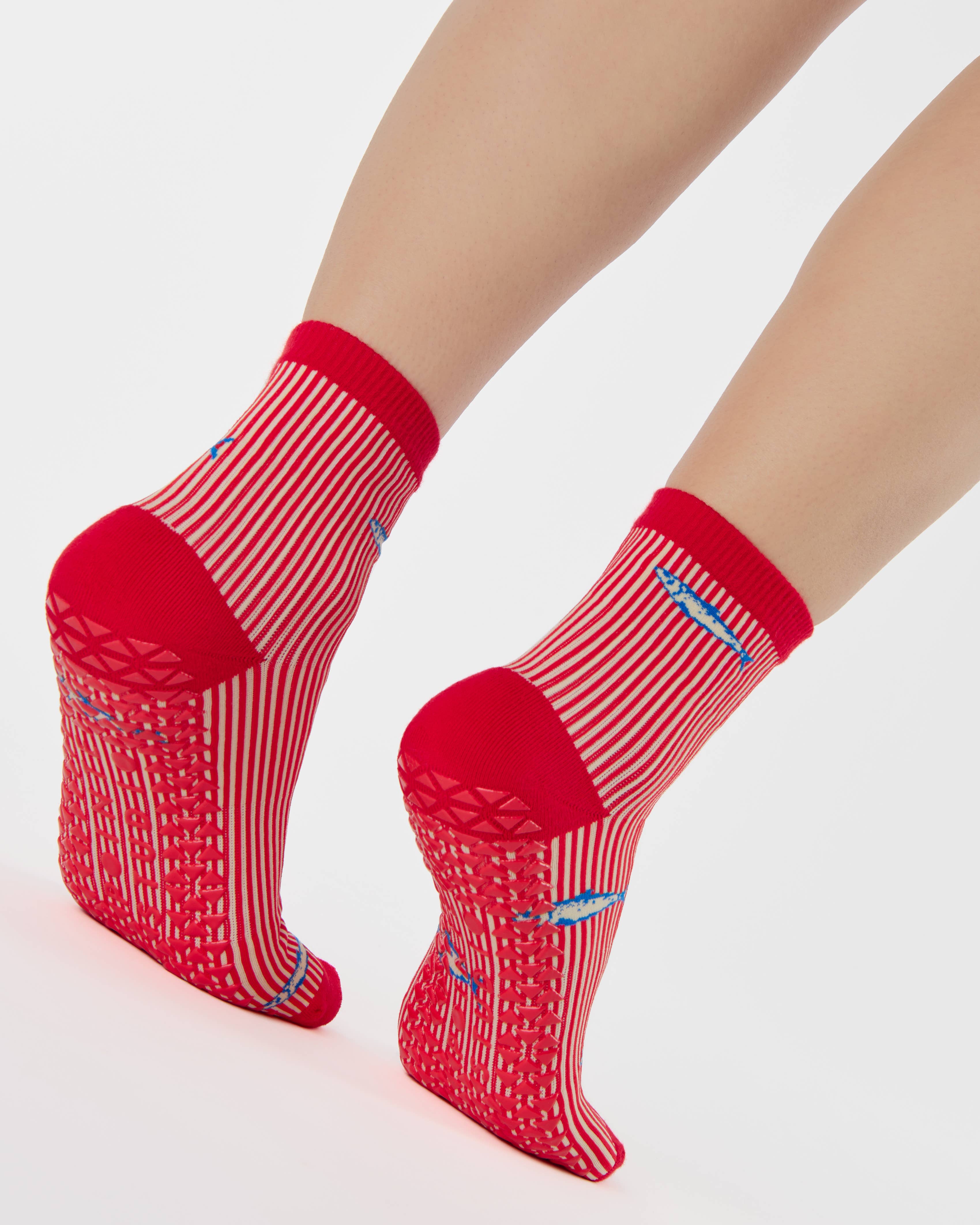Red Sardines Ankle Grip Sock