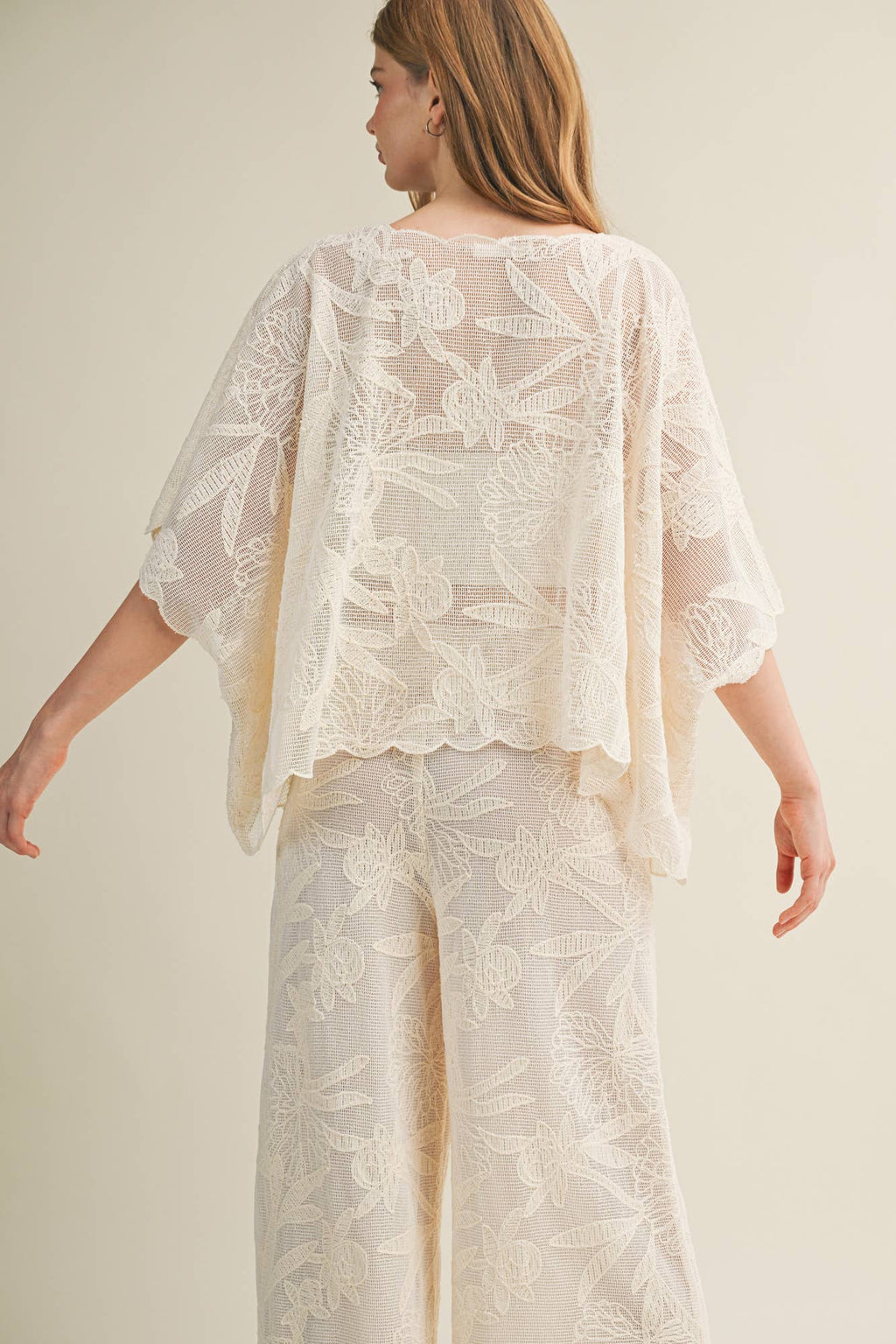 Botanical Lace Tie-Front Capelet Top