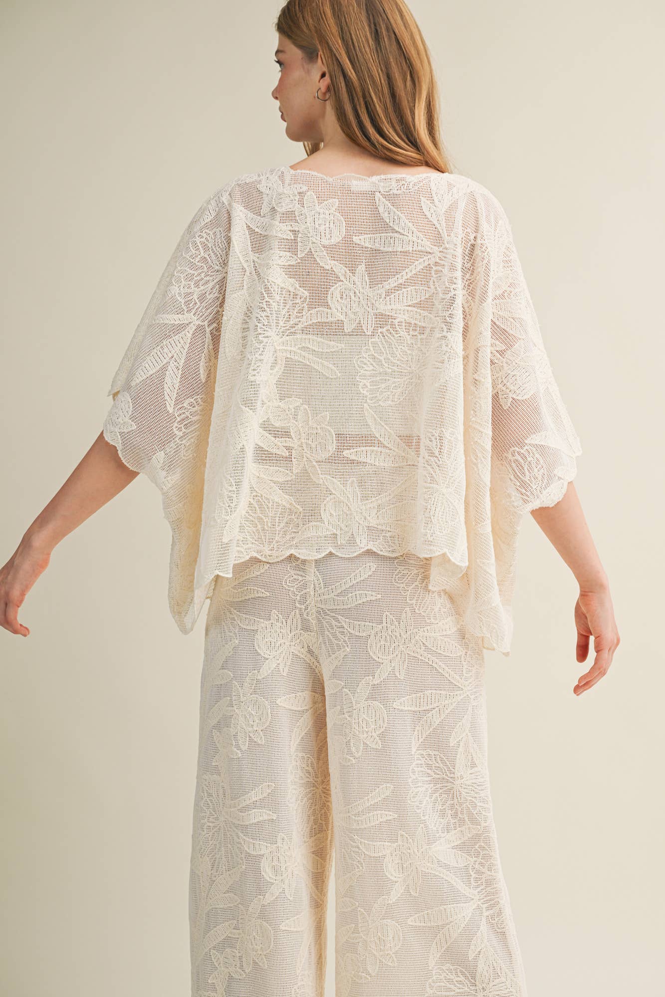 Botanical Lace Tie-Front Capelet Top