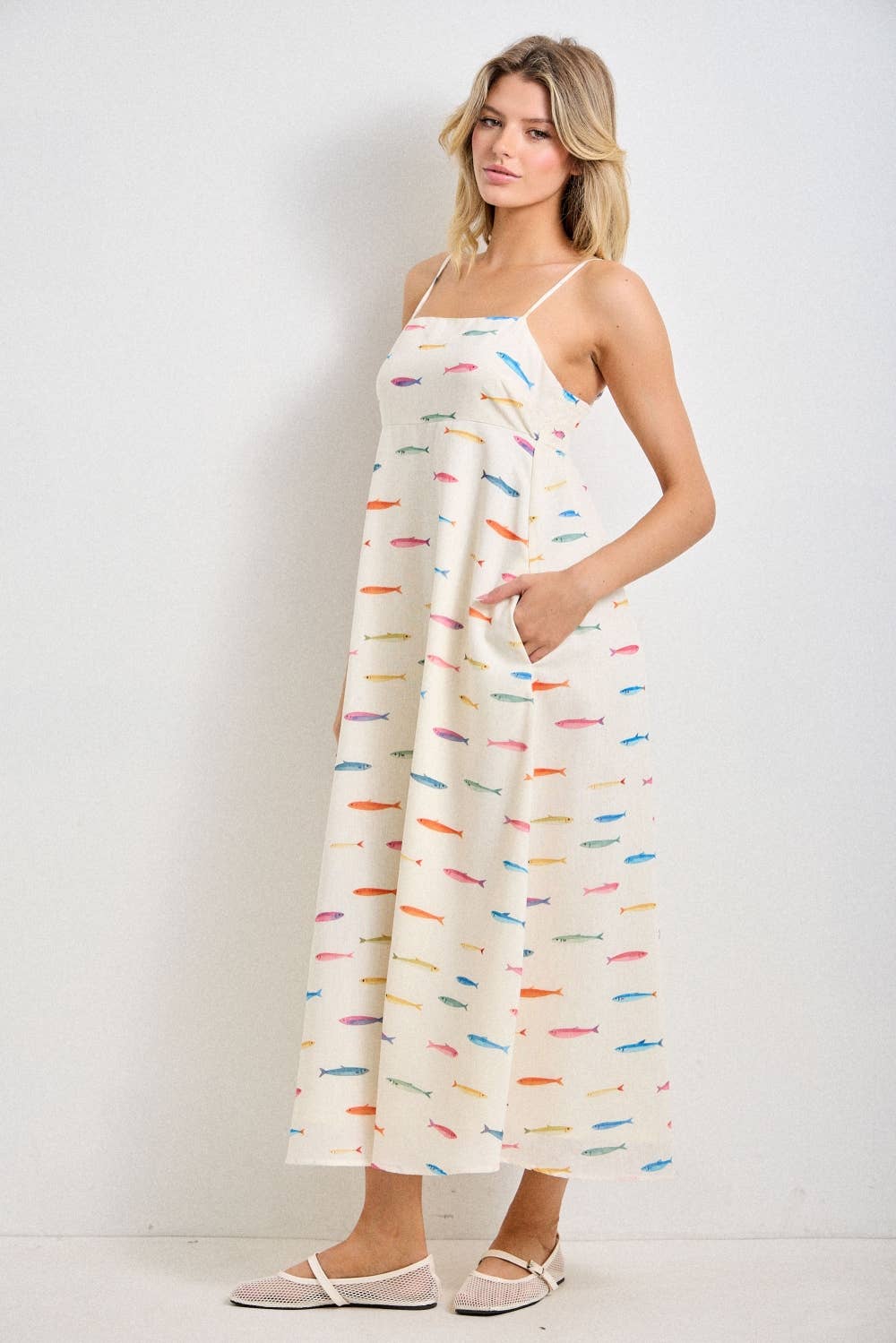 Fish Print Midi Dress