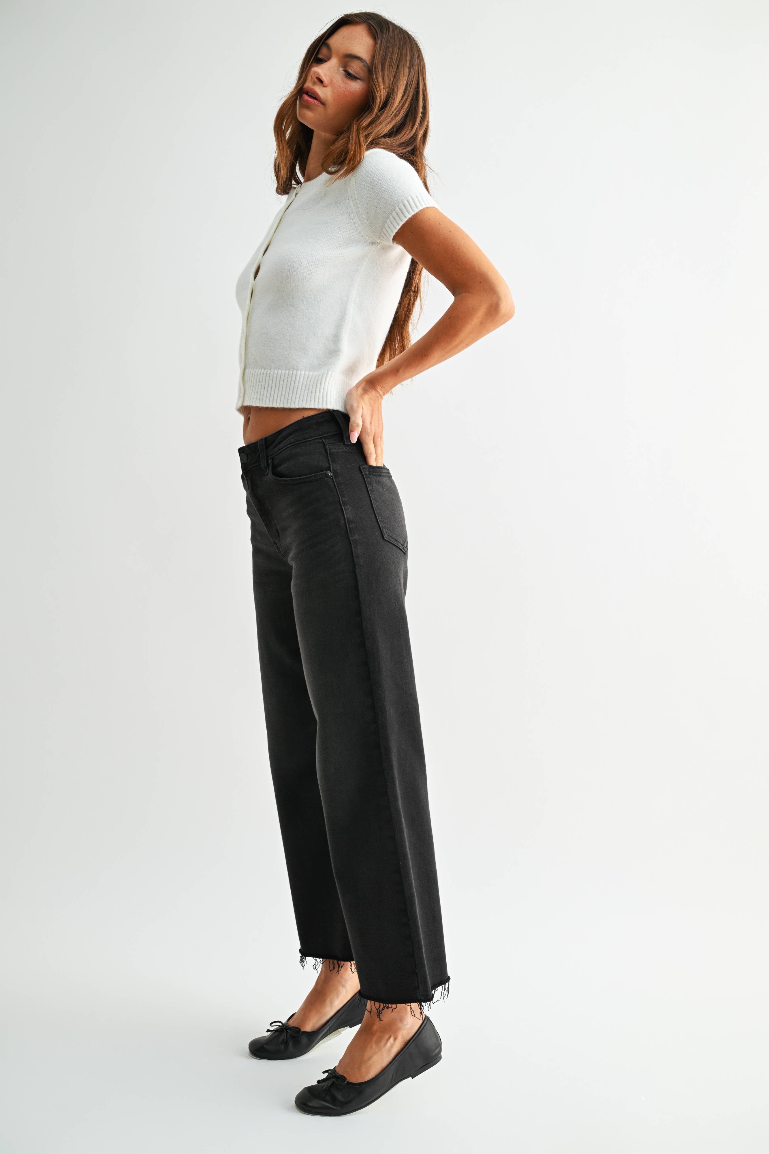 After Hours Wide Leg Black Jean