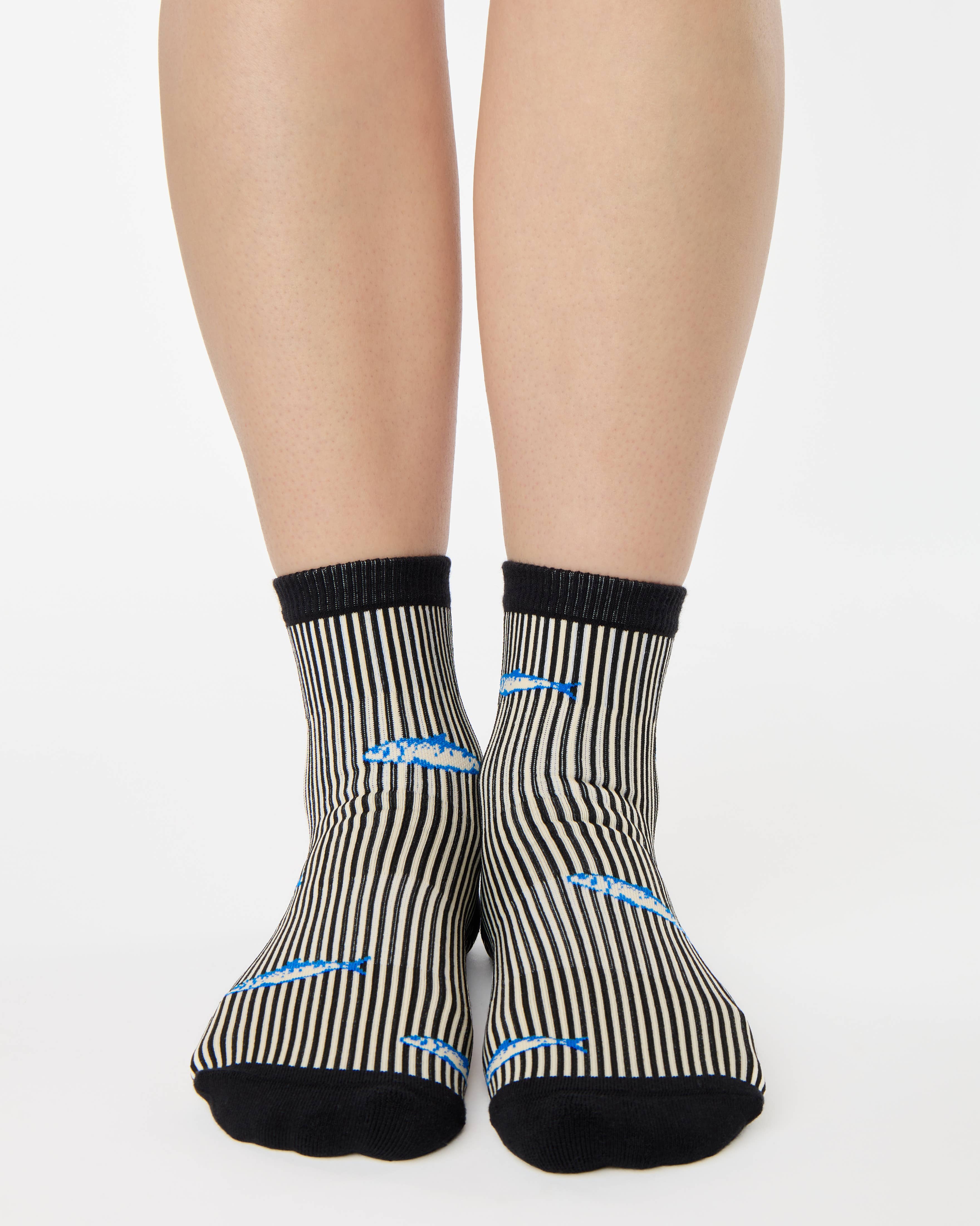 Black Sardines Ankle Grip Sock