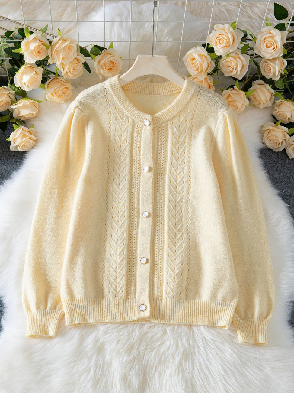 Butter Cable Cut Out Knit Cardigan
