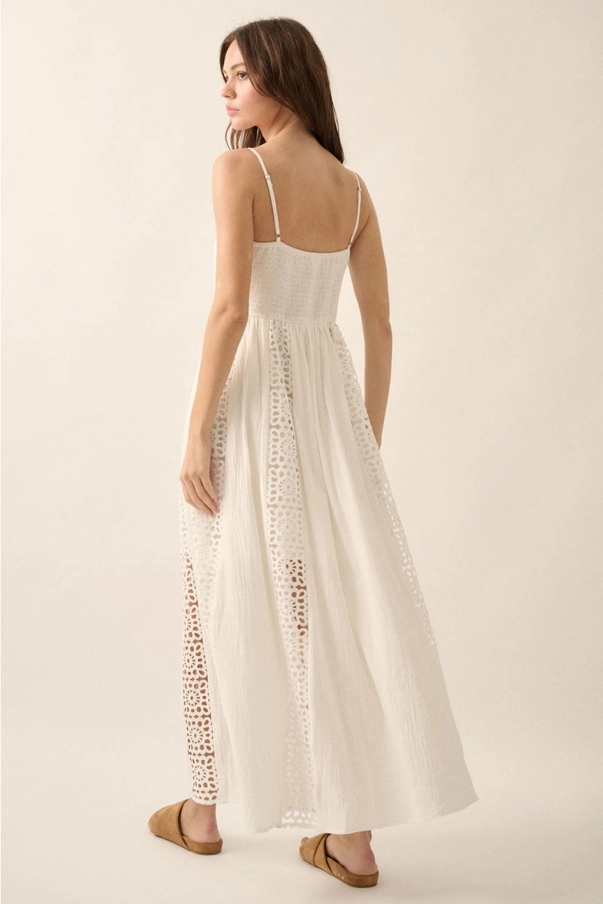 Crochet Paneled White Sundress