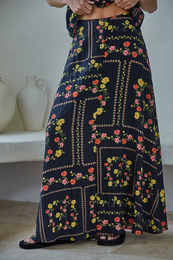 Woven Floral Print Skirt