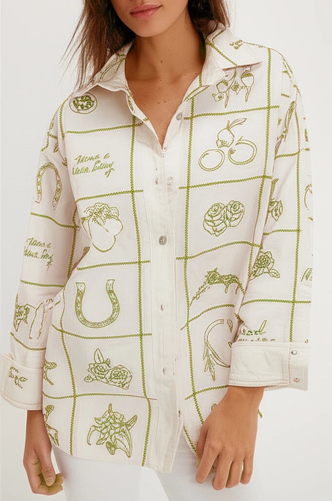 Retro Western Print Button Down