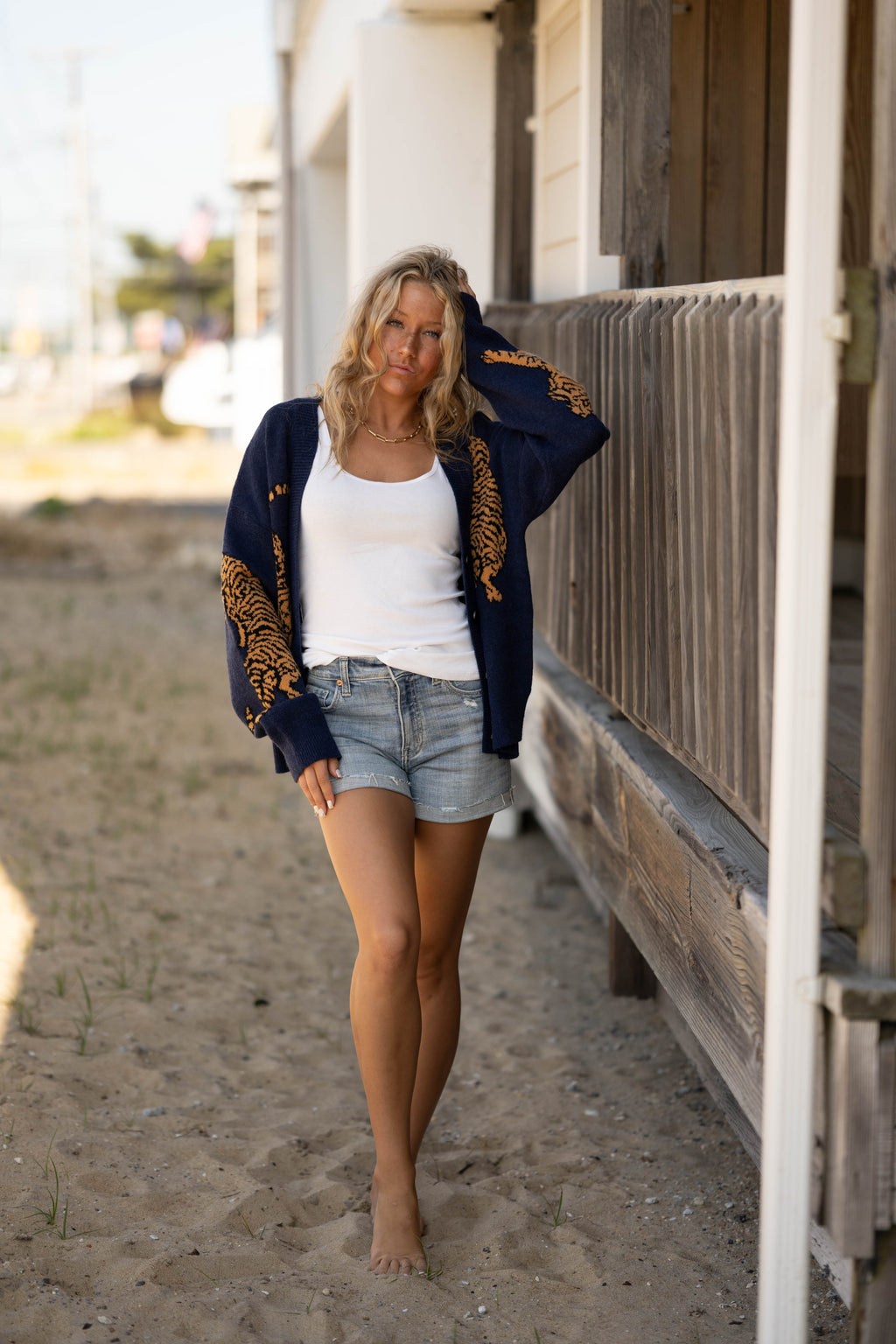 Tiger Knit Sweater Cardigan