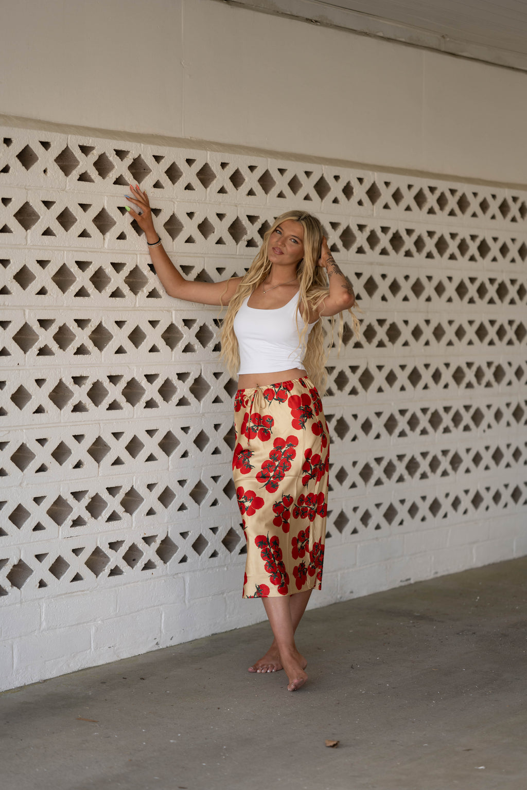 Tomato Midi Skirt