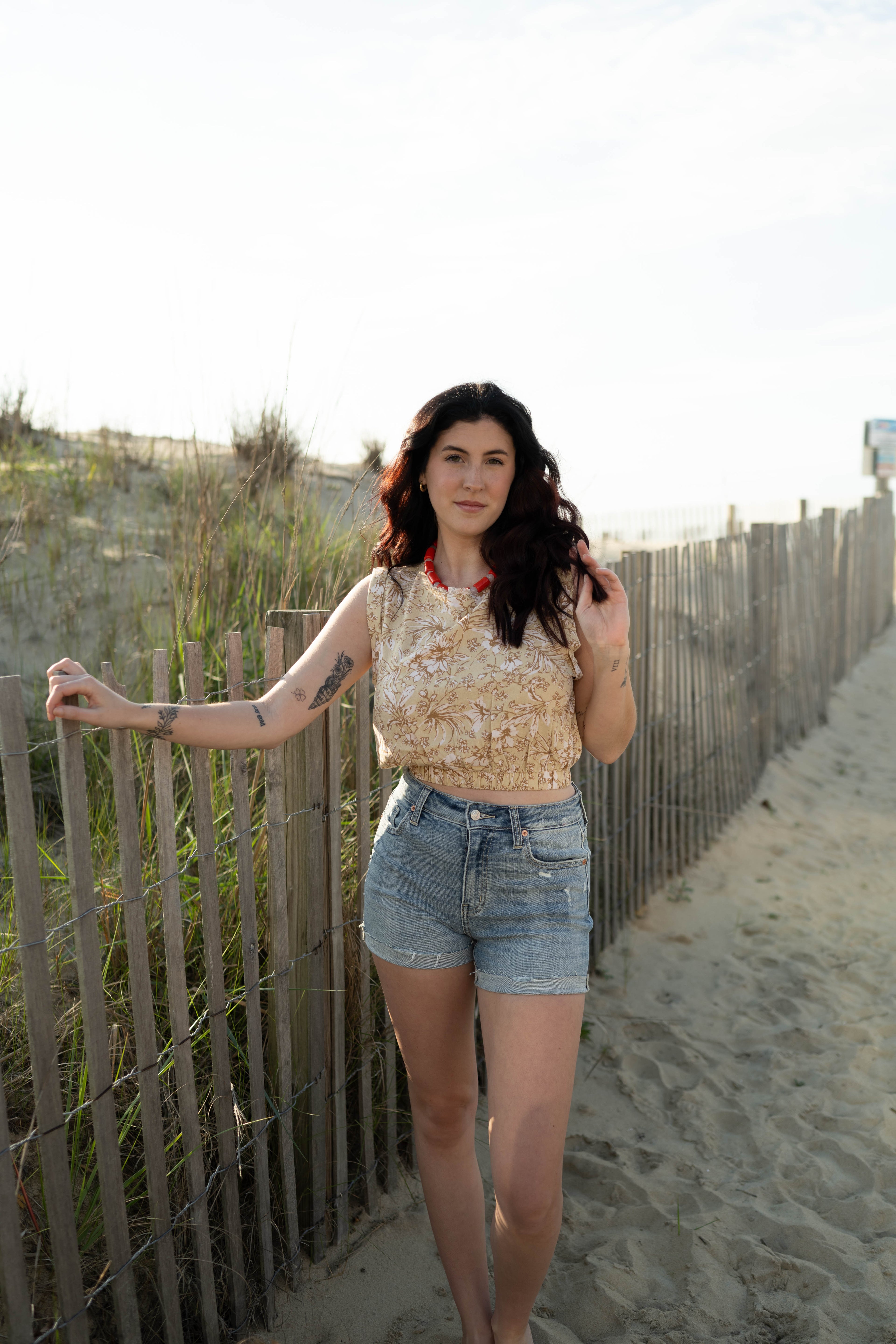 Floral Taupe Crop Top