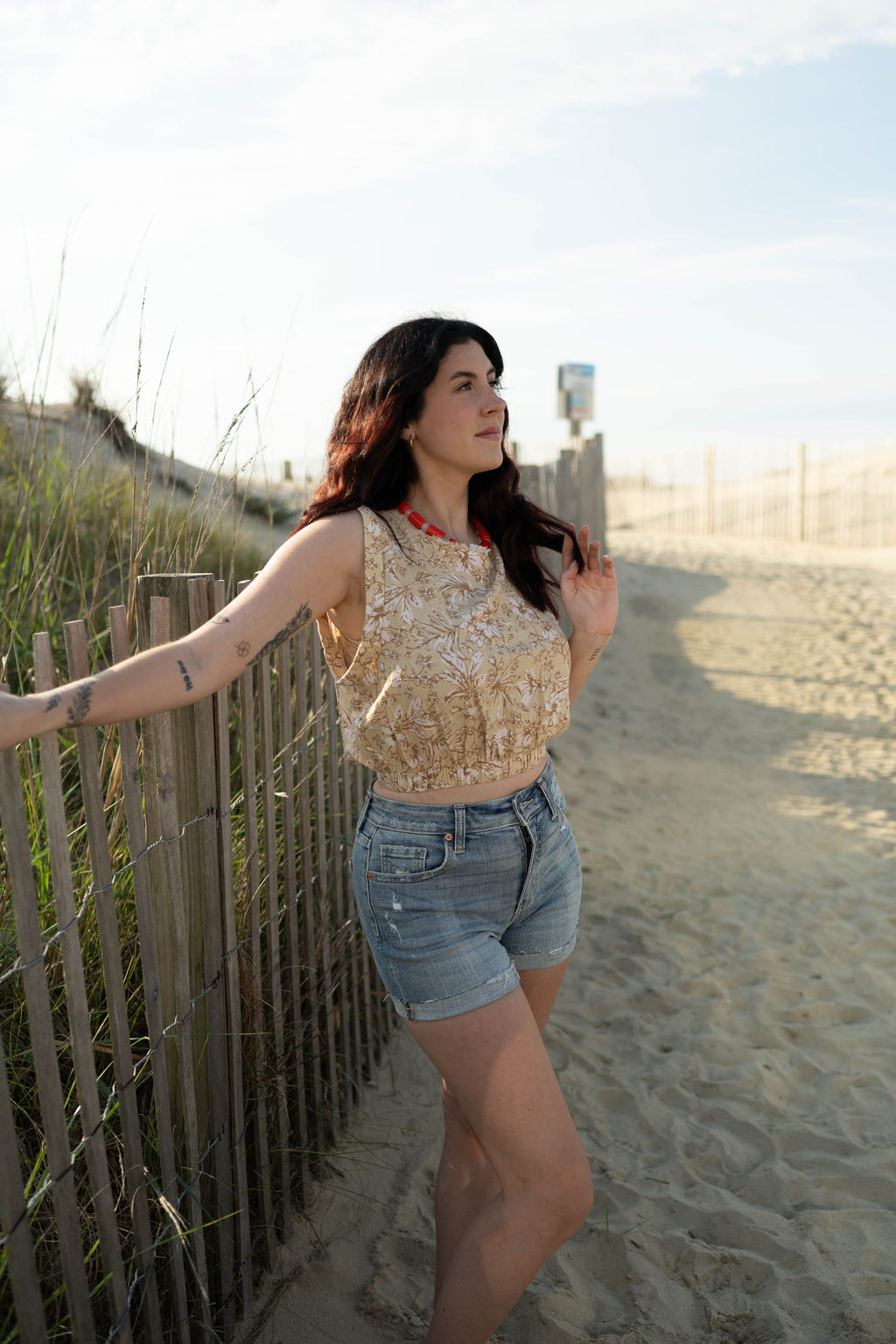 Floral Taupe Crop Top