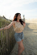 Floral Taupe Crop Top