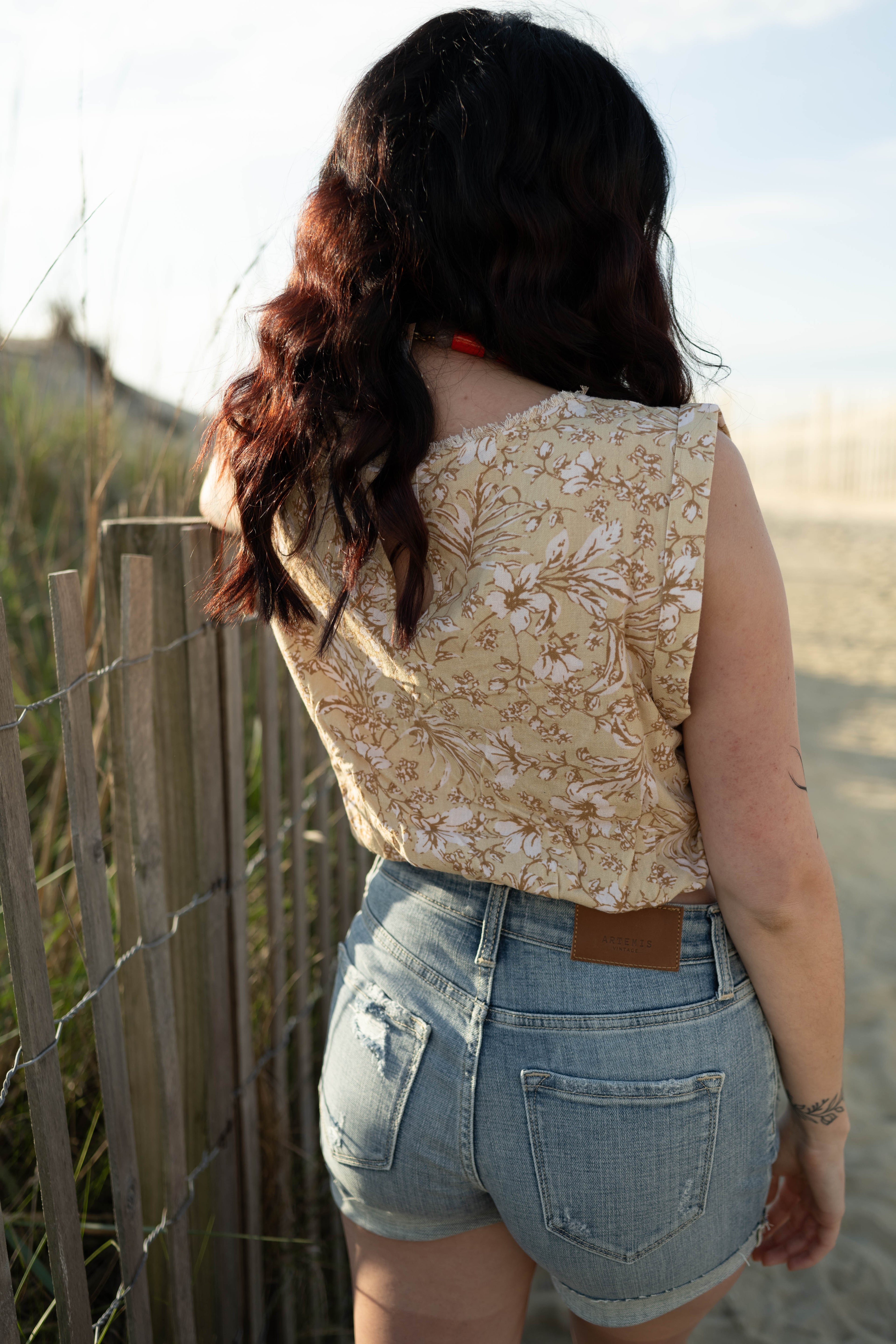 Floral Taupe Crop Top