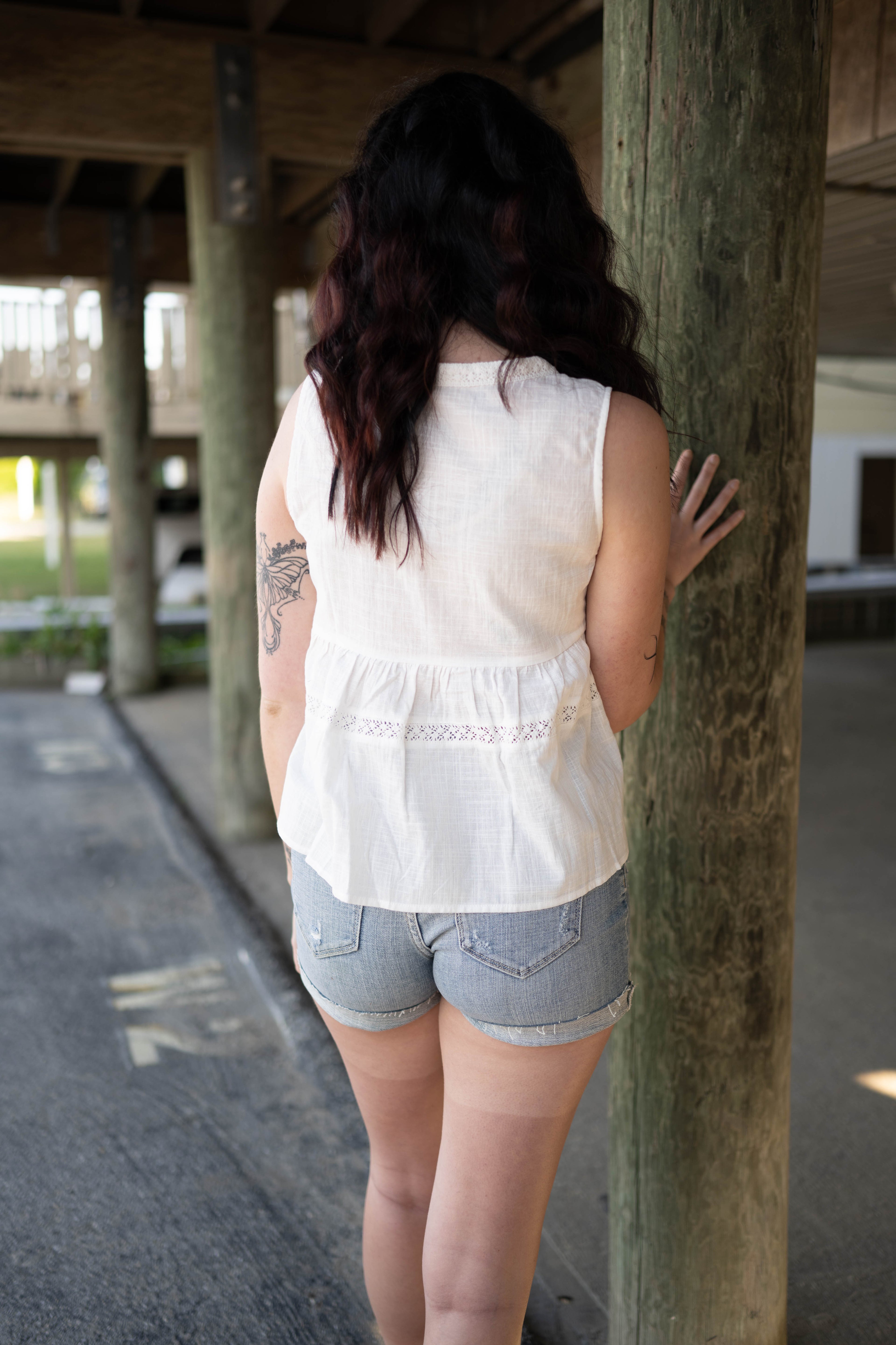 Embroidered Floral Tie-Front Peplum Vest