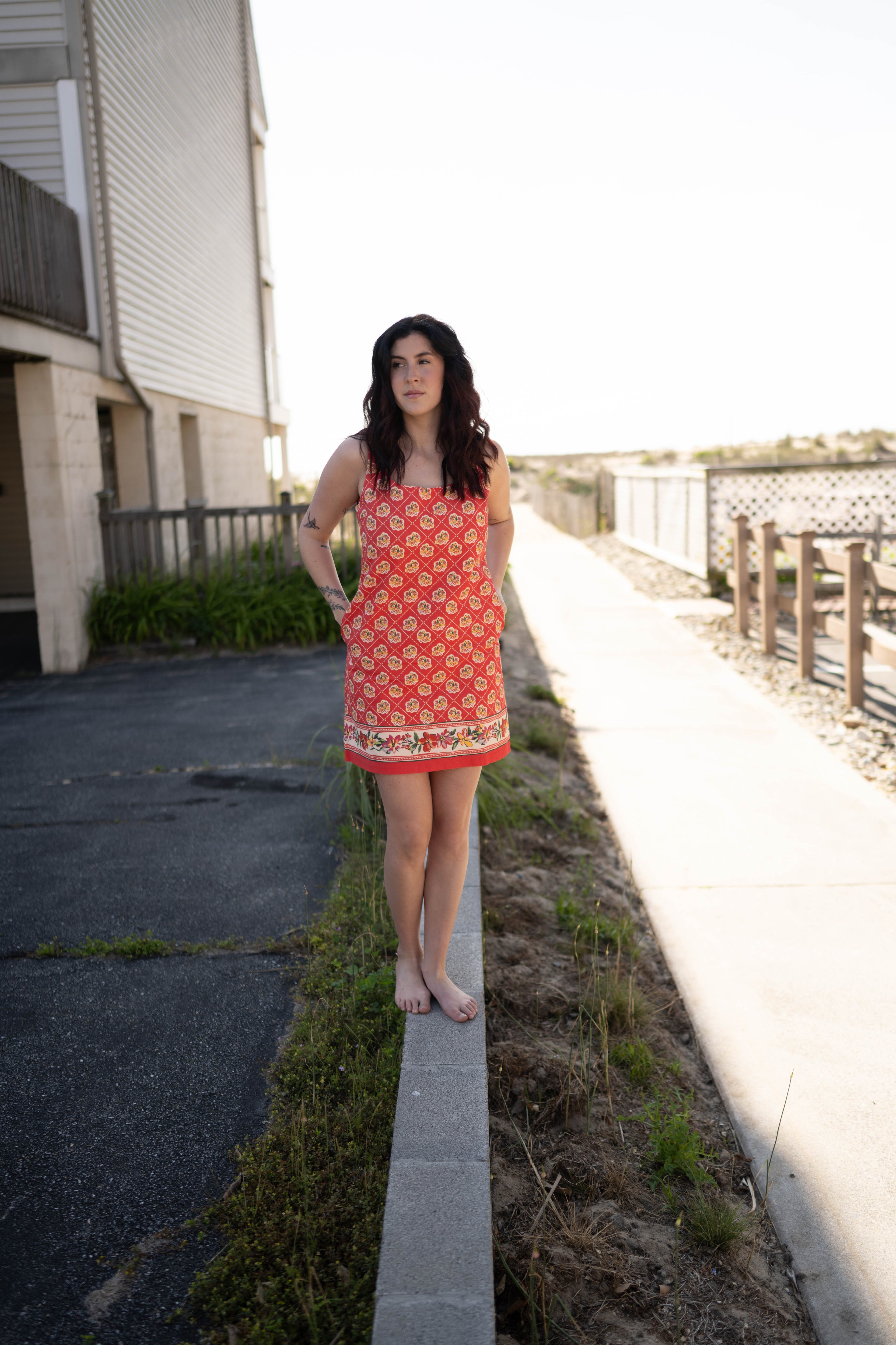 Rusty Floral Border Dress