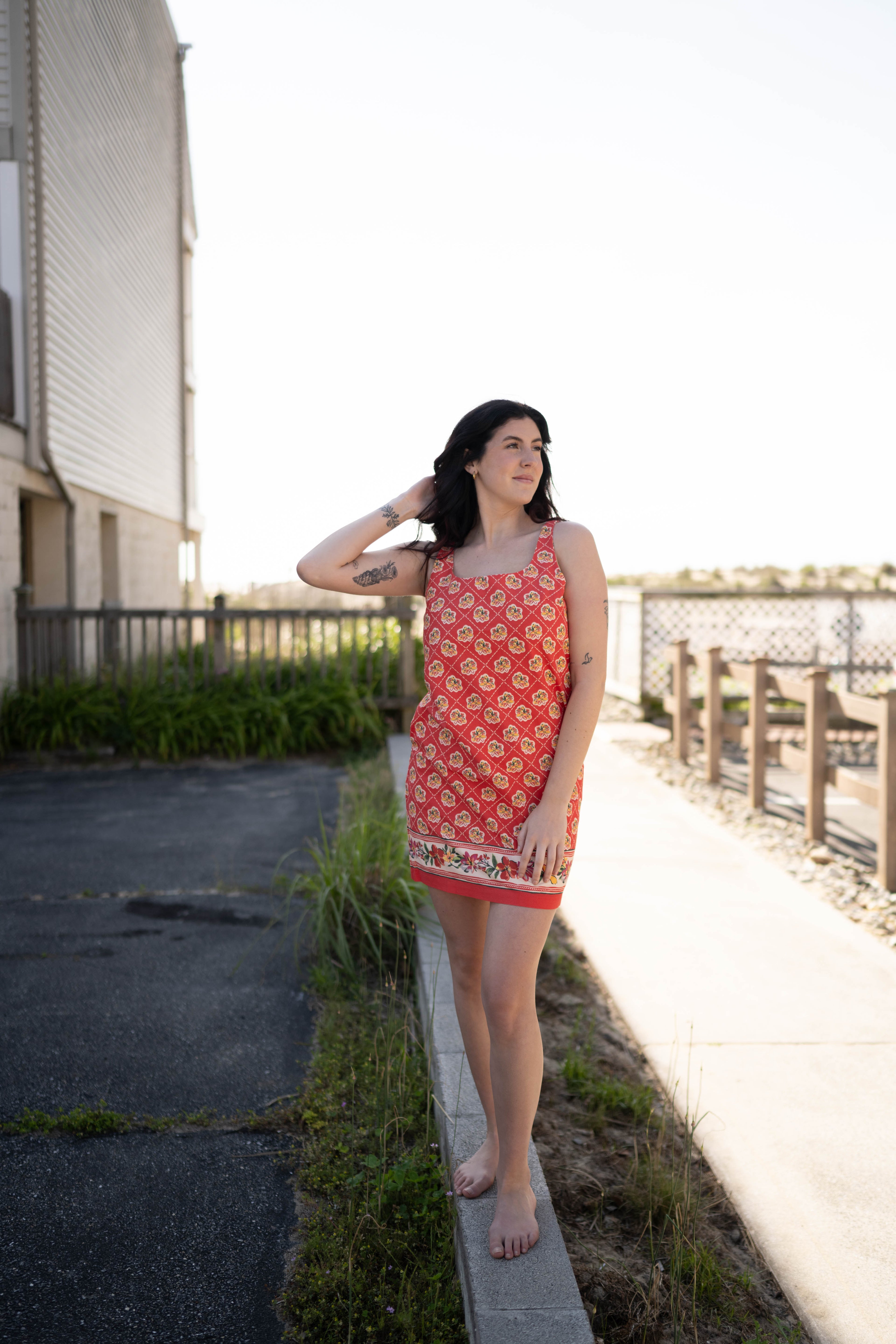 Rusty Floral Border Dress