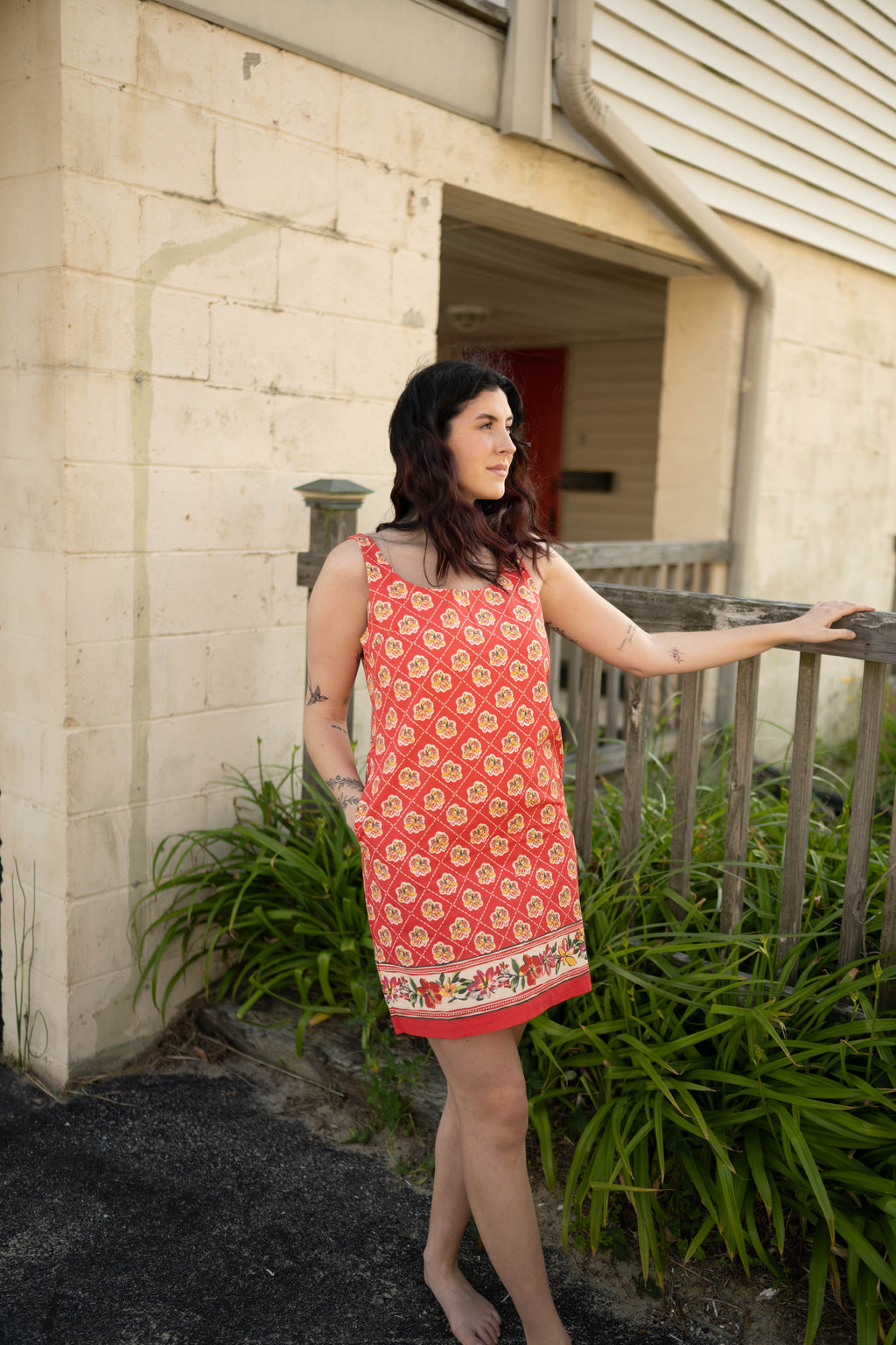 Rusty Floral Border Dress