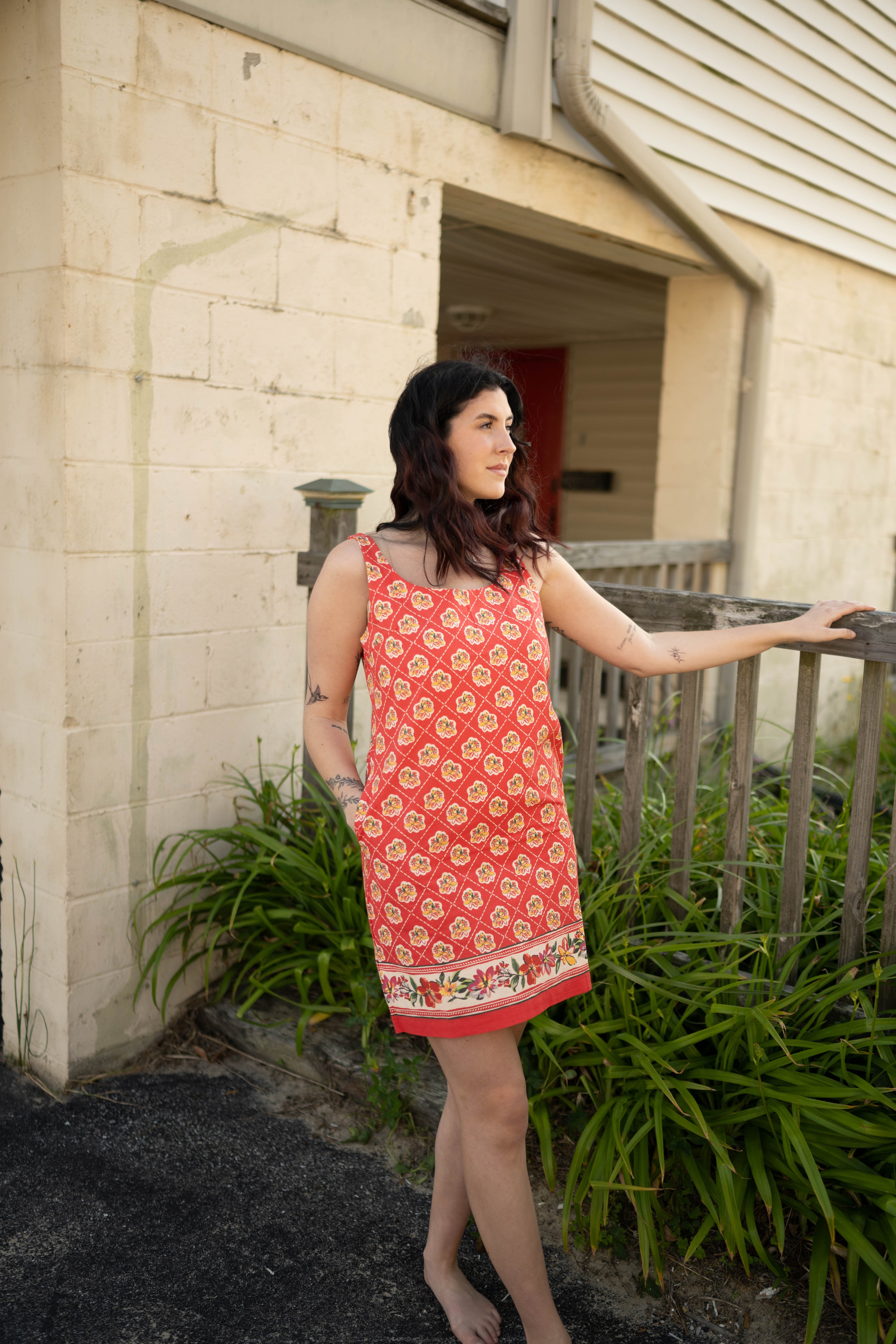 Rusty Floral Border Dress