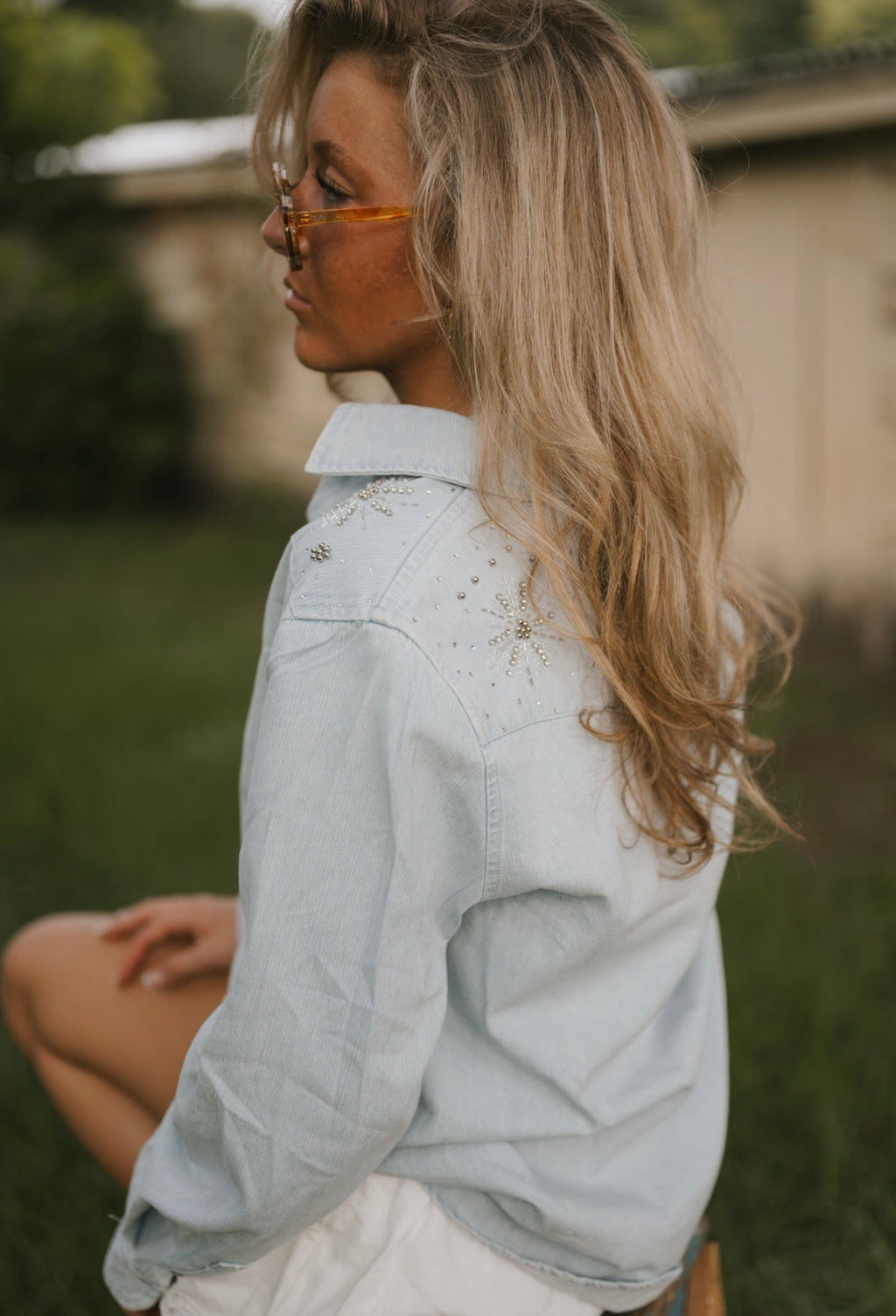 Bella Star Washed Denim Button Up