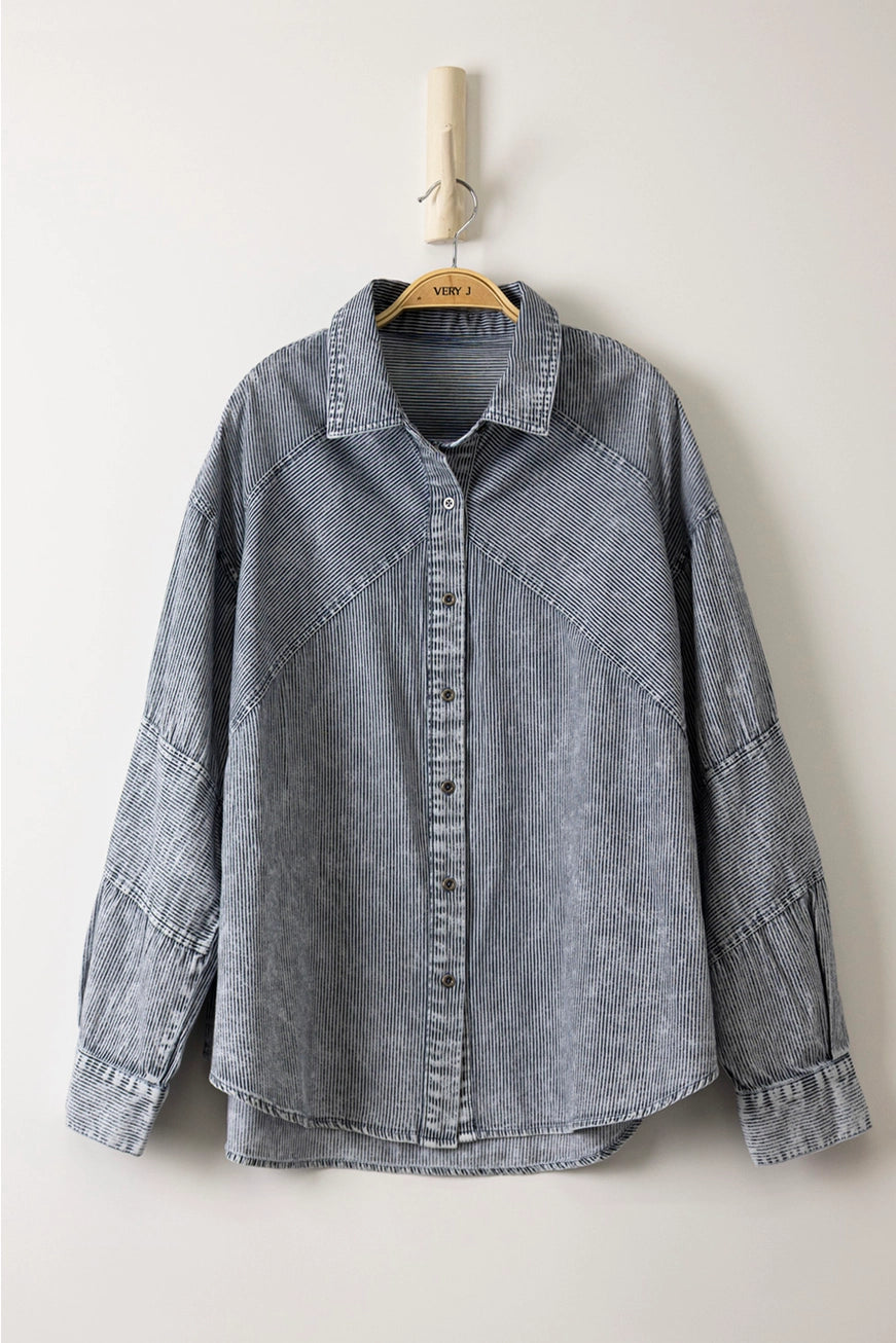 Dark Indigo Chambray Button Down Shirt
