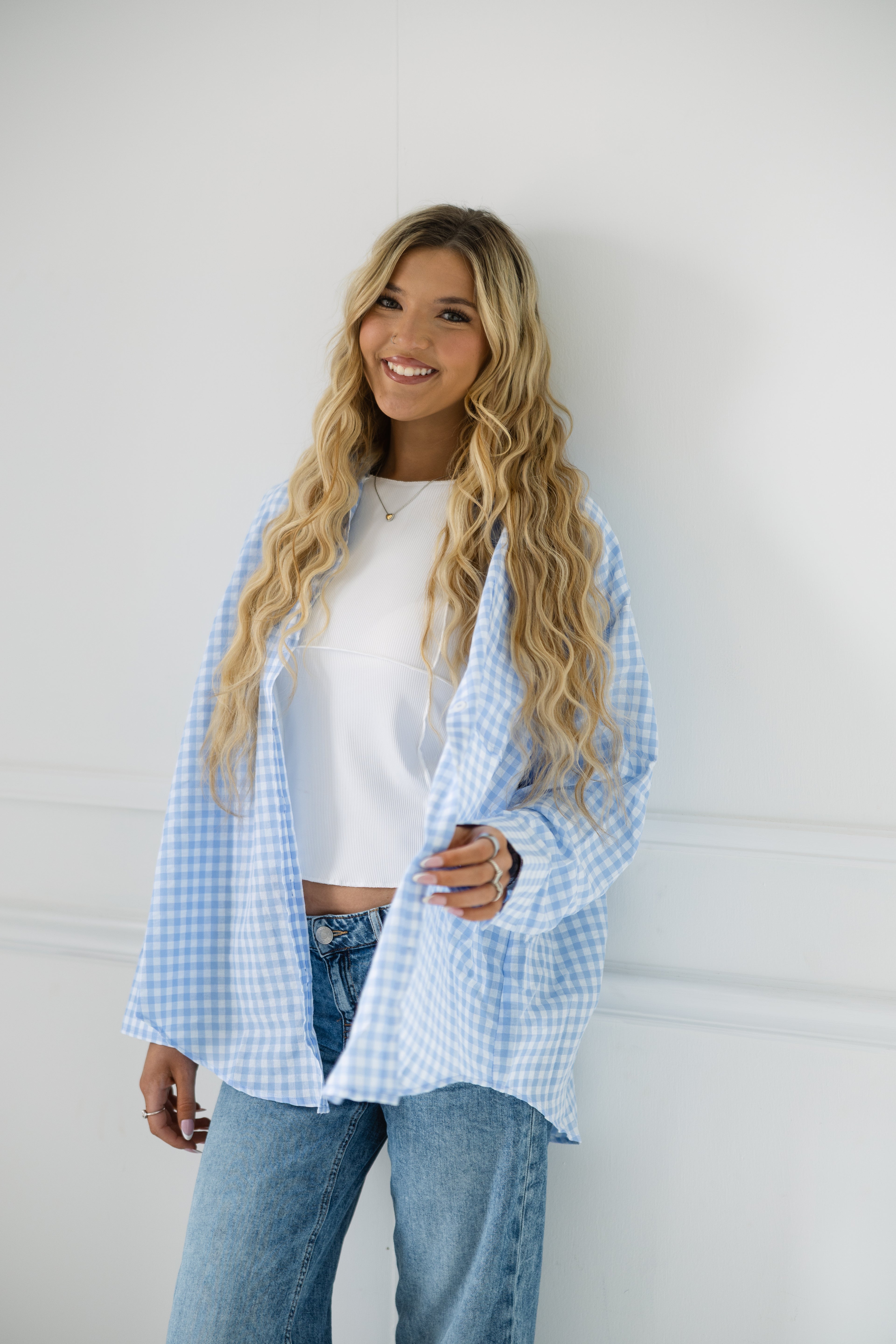 Oversized Gingham Button Down Shirt
