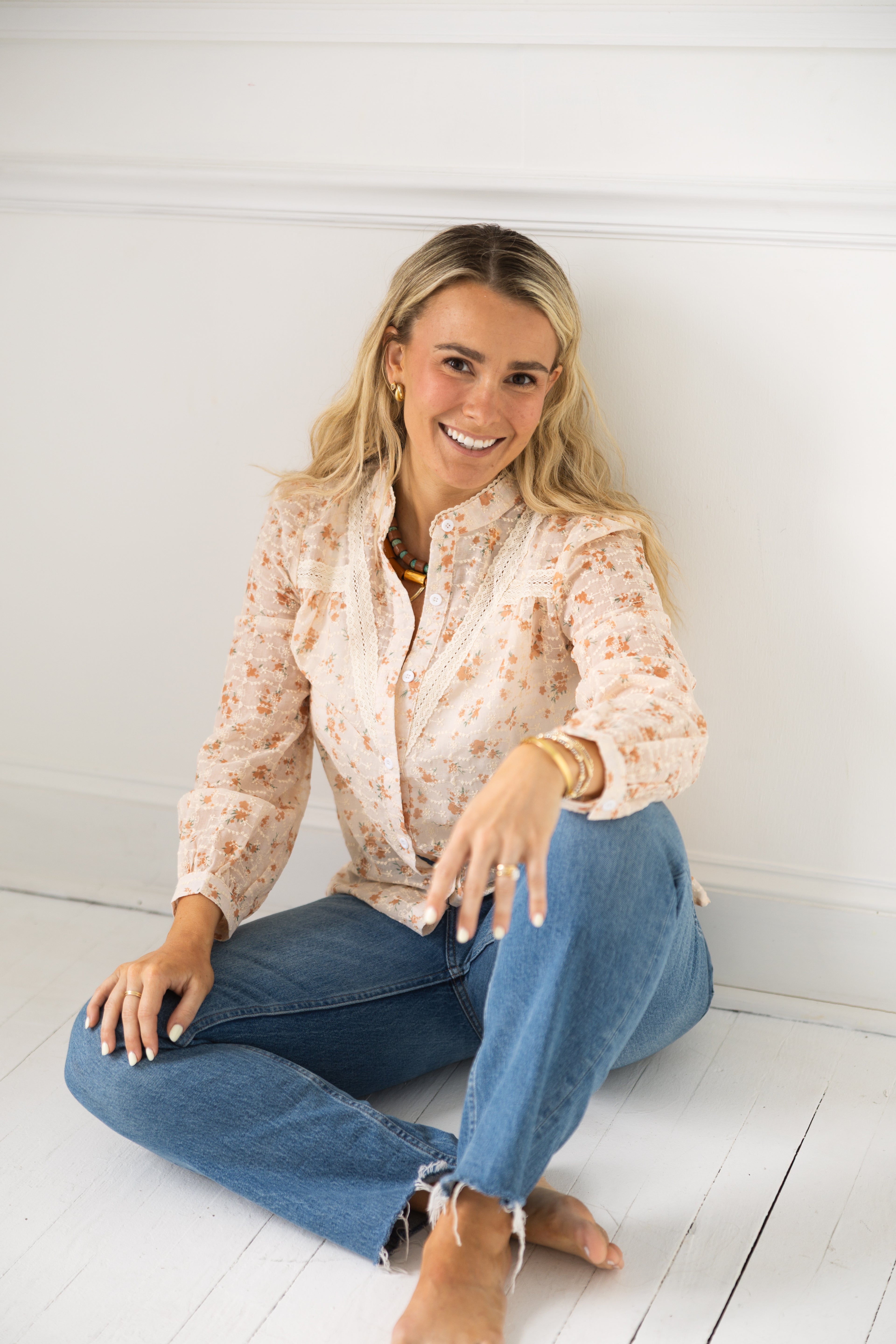 Floral Patchwork Sleeve Blouse