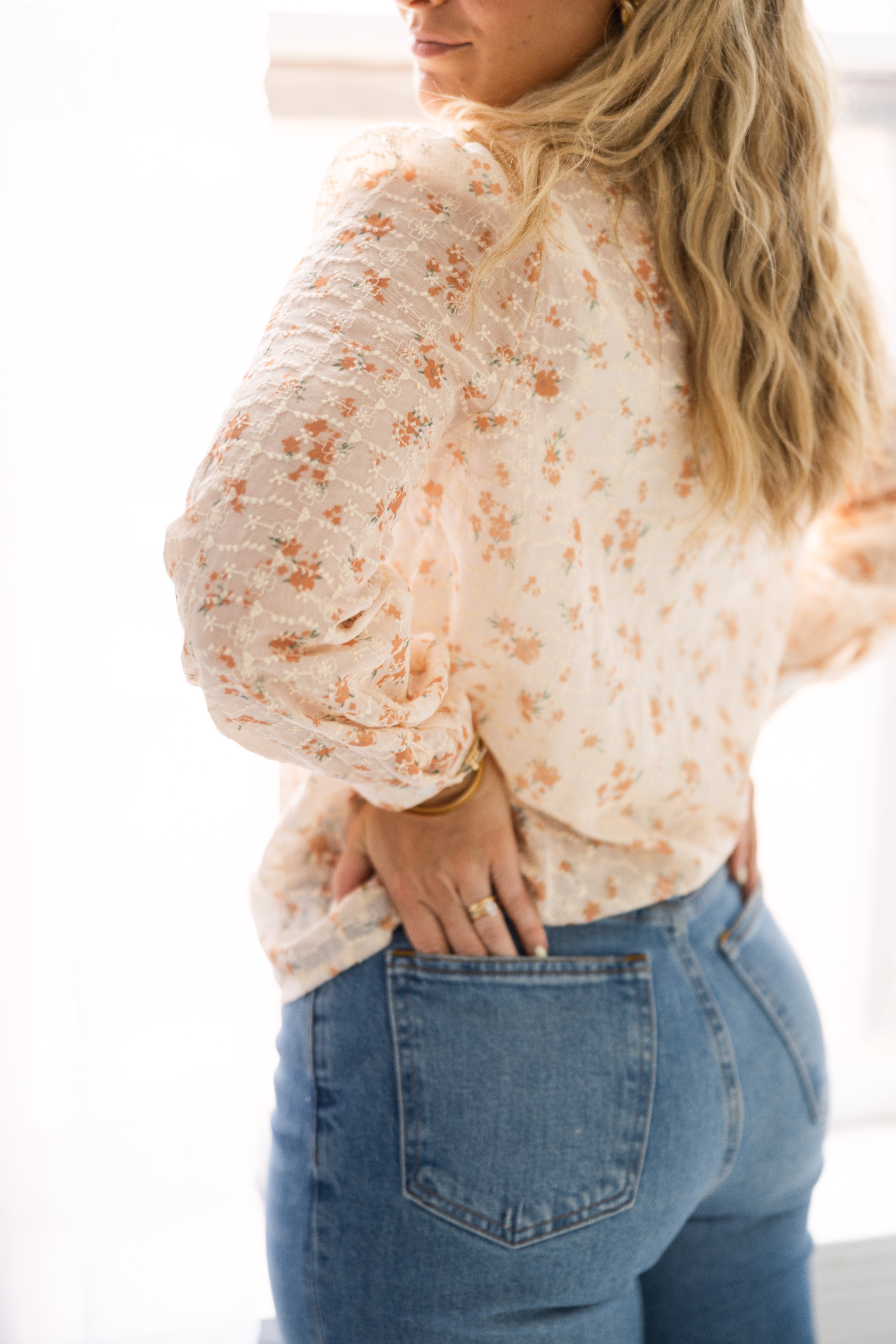 Floral Patchwork Sleeve Blouse