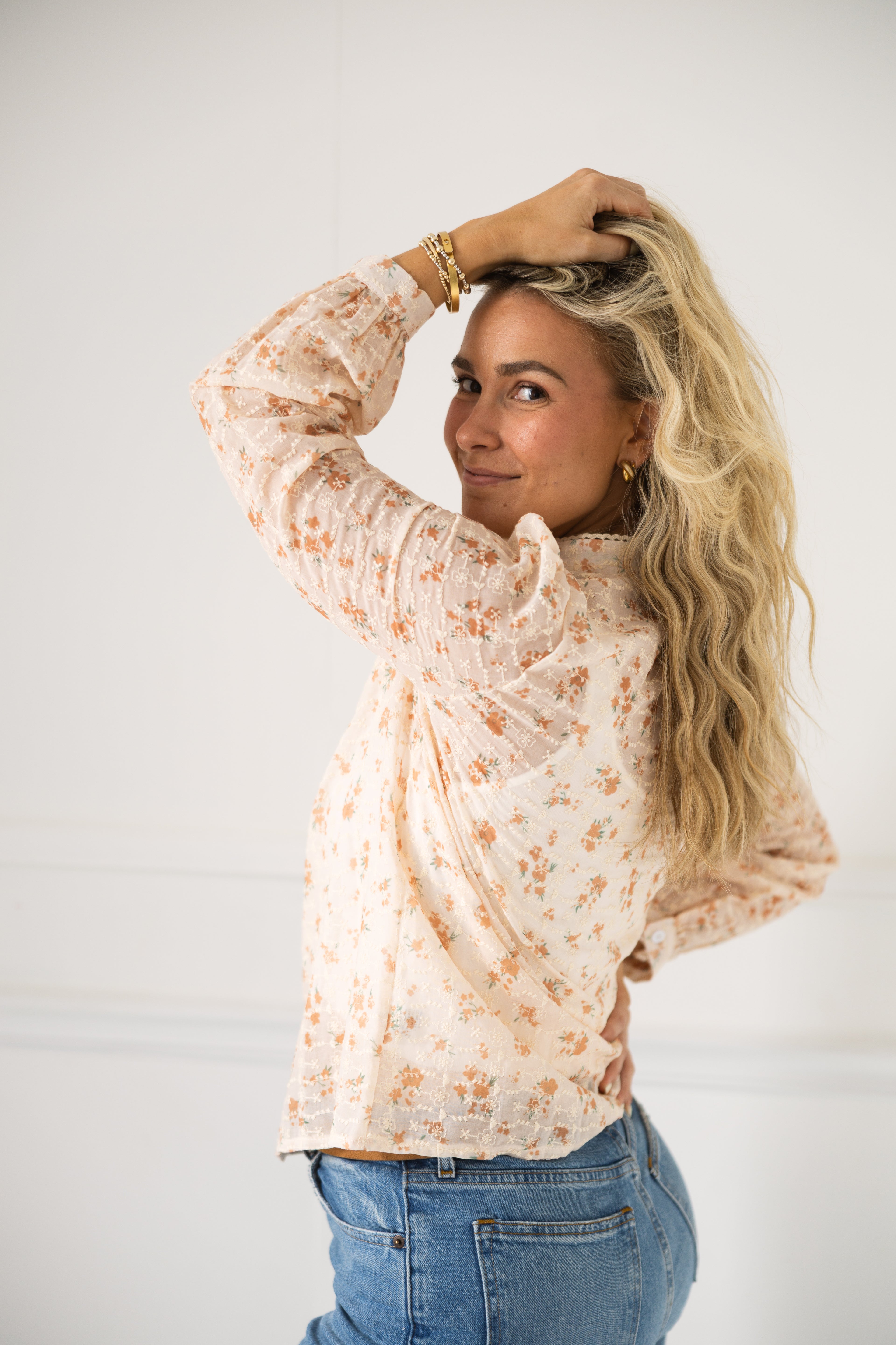 Floral Patchwork Sleeve Blouse