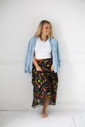 Woven Floral Print Skirt