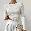Slim White Seam Basic Top