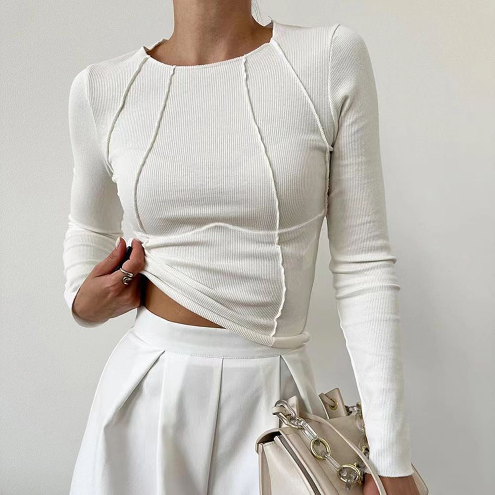 Slim White Seam Basic Top