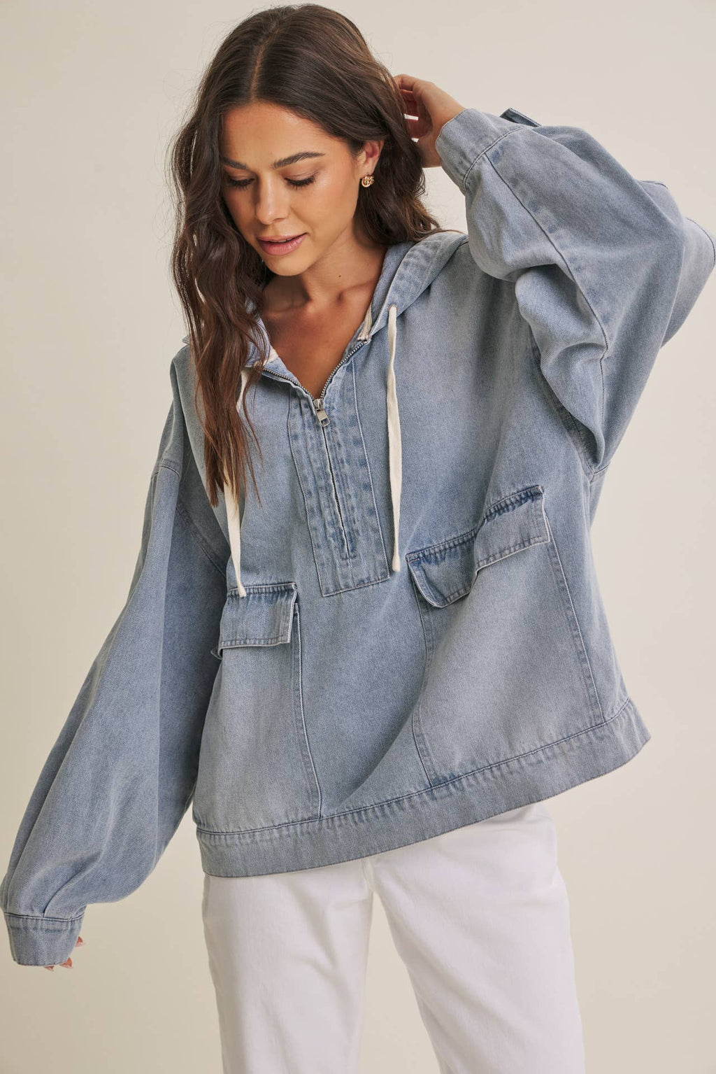 Mineral Washed Denim Hoodie