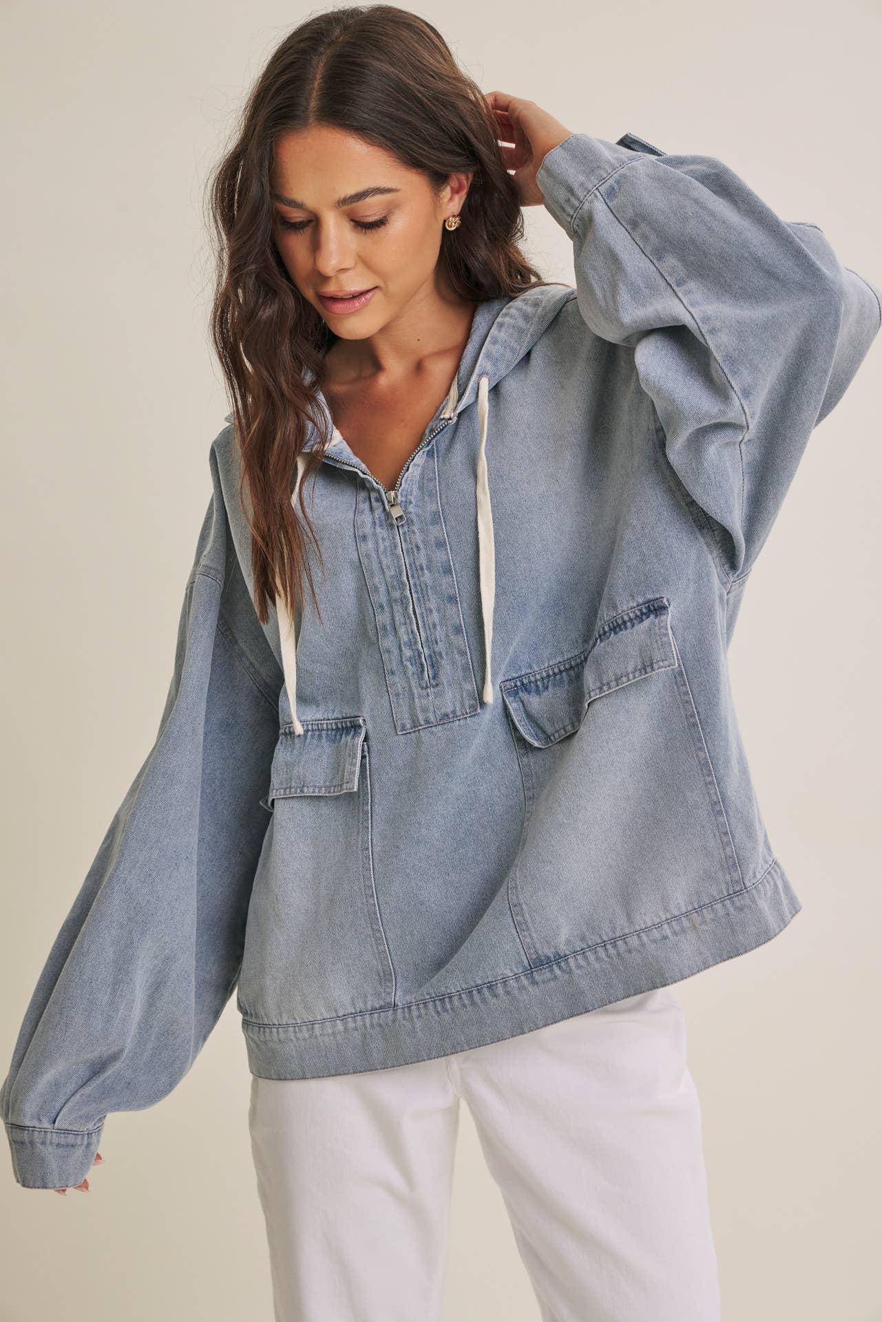 Mineral Washed Denim Hoodie