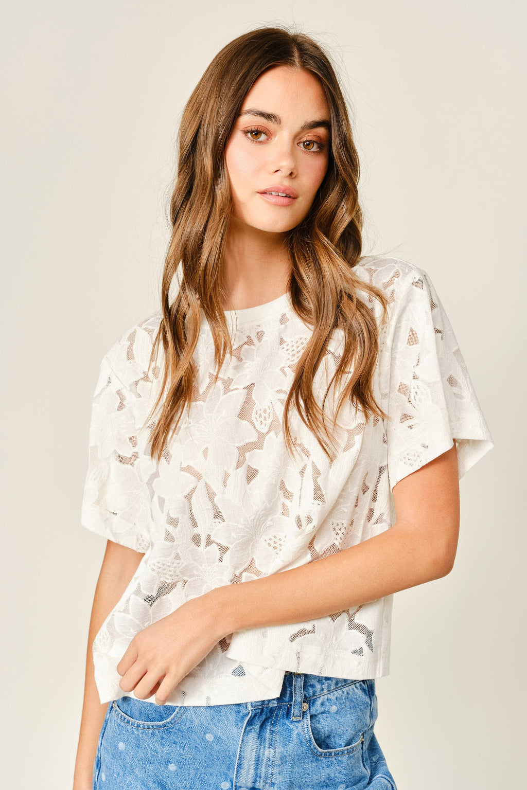 Lace Floral Tee Shirt